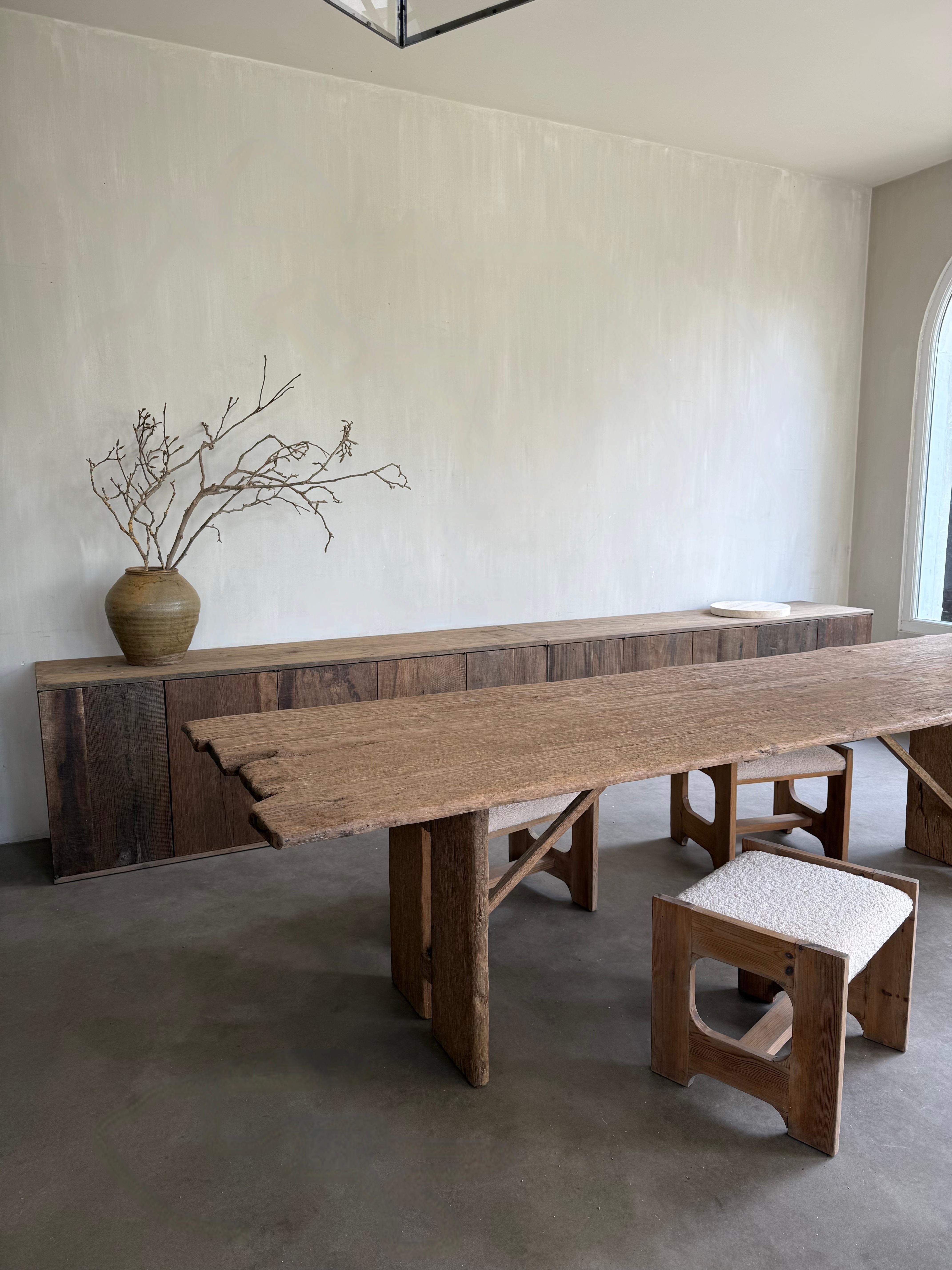 Oak 19th Century Wabi Sabi Artisan Studio Table For Sale
