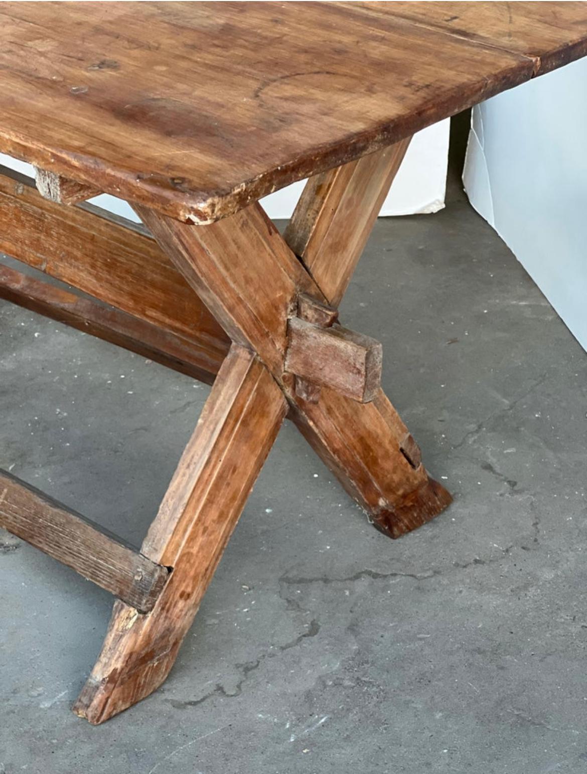 19th Century Wabi Sabi French Farm Table In Good Condition For Sale In San Angelo, TX