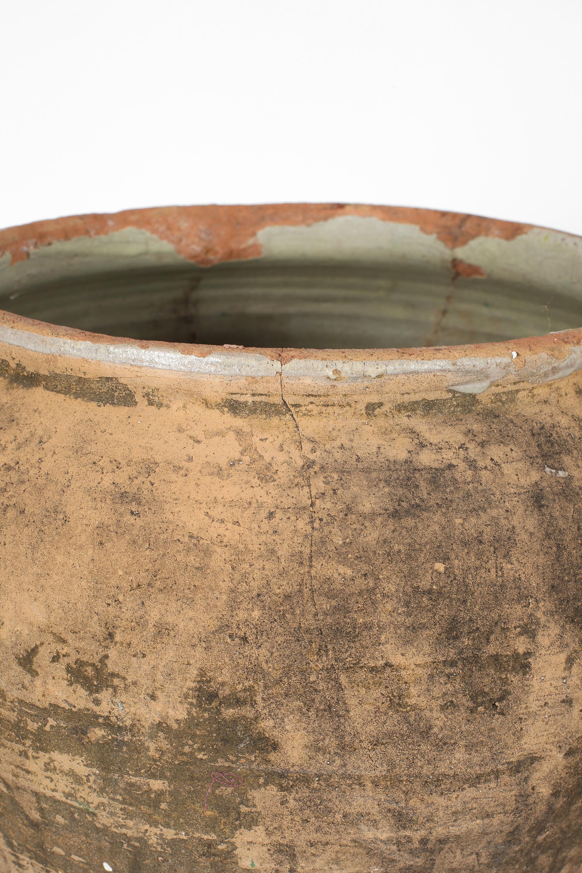 Terracotta Vaso spagnolo primitivo Wabi Sabi del 19° secolo con graffette in vendita