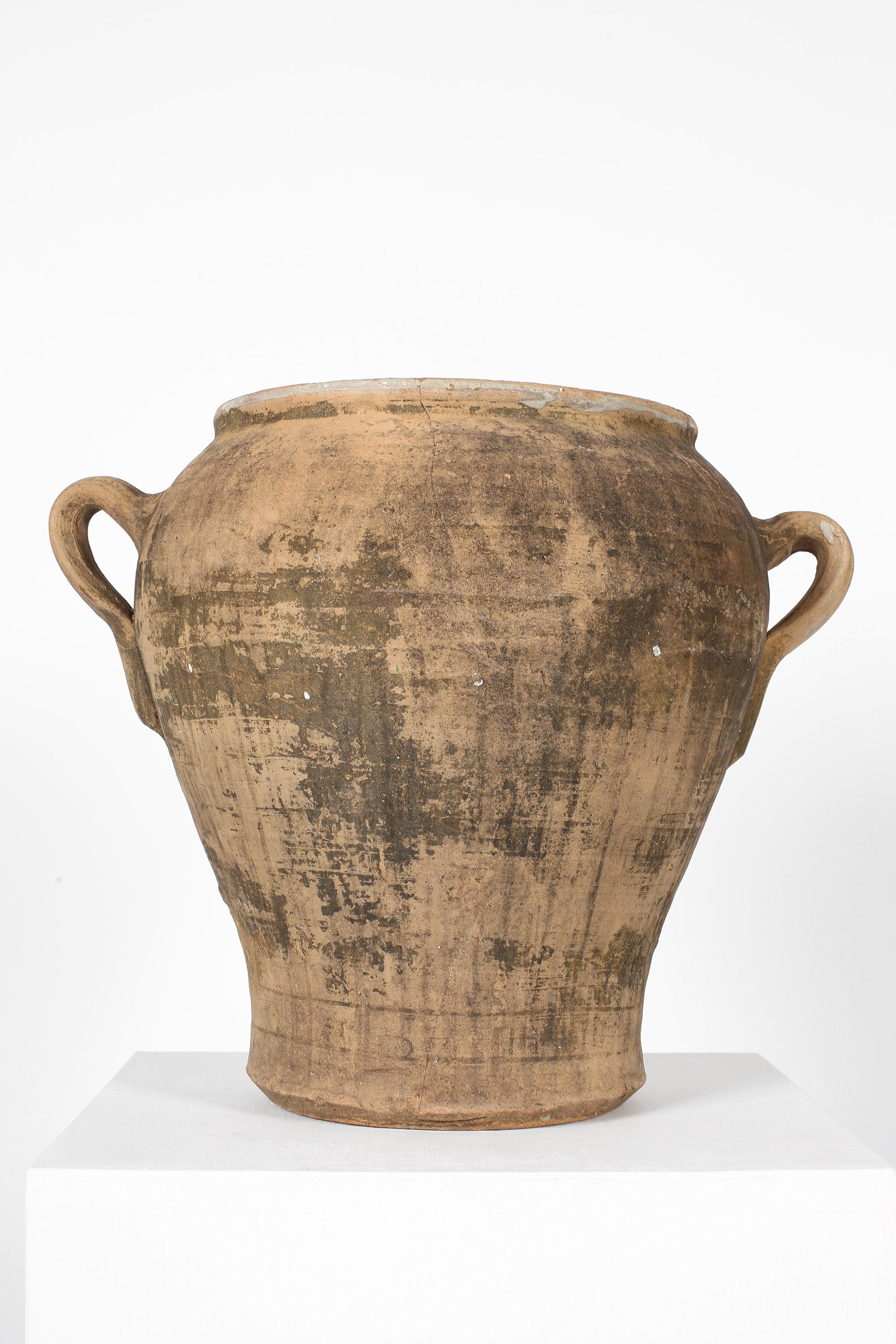 Vaso spagnolo primitivo Wabi Sabi del 19° secolo con graffette in vendita 1