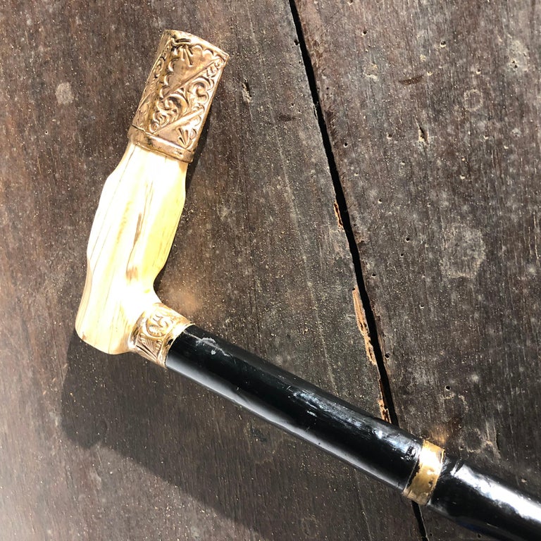 19th Century Walking Stick, Bone Handle For Sale at 1stDibs