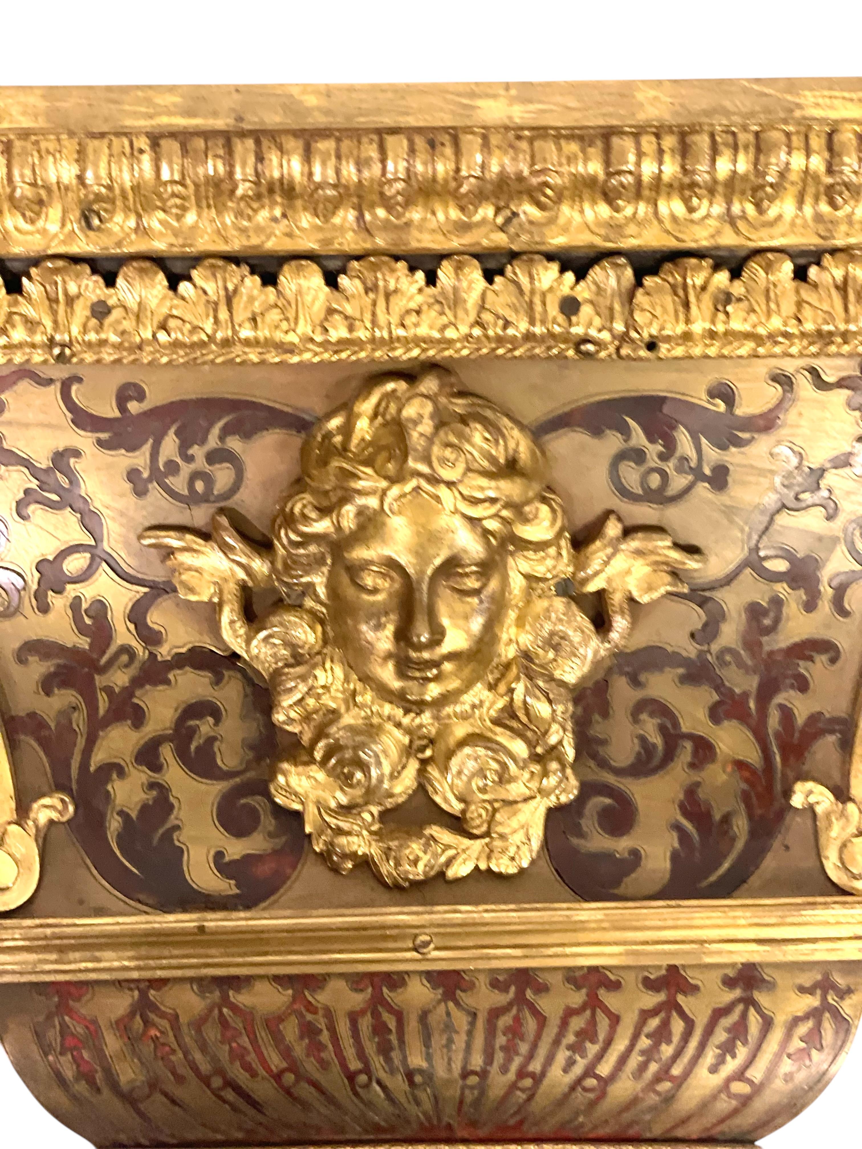 19th Century Wall Bracket Console with Gilt Bronze Mask and Satyrs In Good Condition For Sale In LA CIOTAT, FR