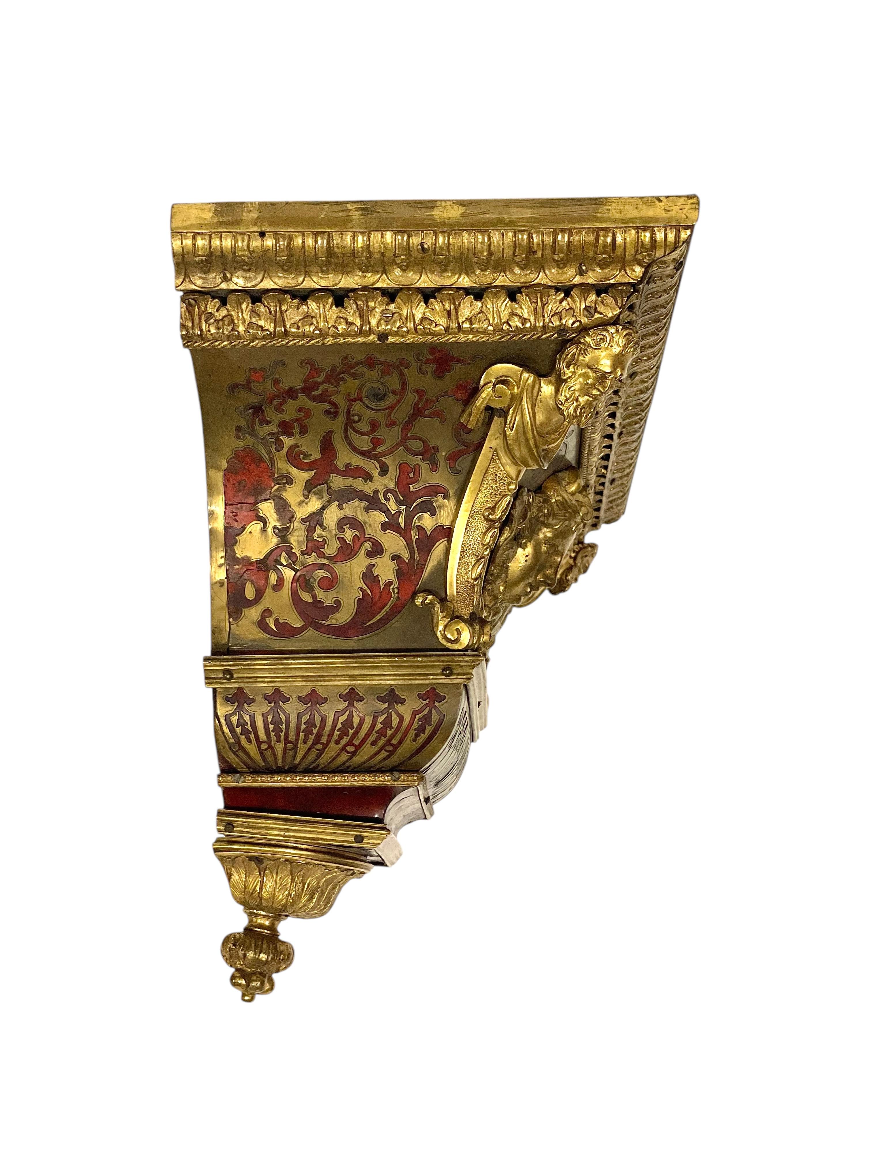 19th Century Wall Bracket Console with Gilt Bronze Mask and Satyrs For Sale 2
