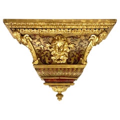 19th Century Wall Bracket Console with Gilt Bronze Mask and Satyrs