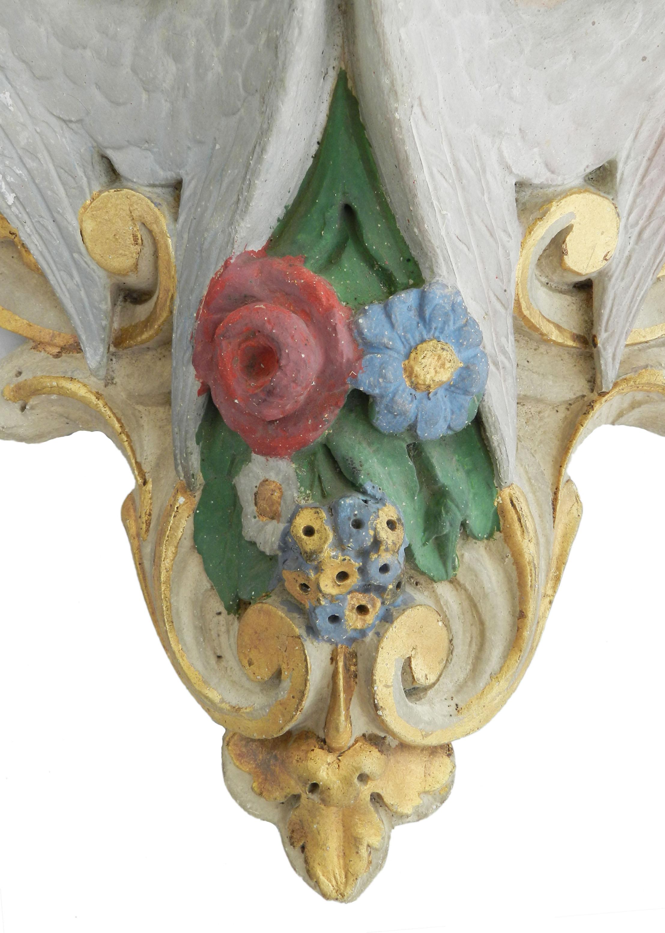 19th Century Wall Bracket Shelf Cherubs Angels Plaster, French 1