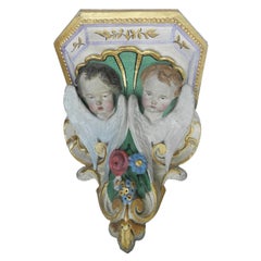 19th Century Wall Bracket Shelf Cherubs Angels Plaster, French