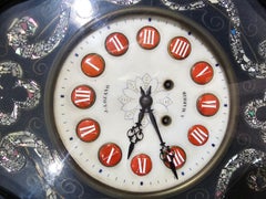 Wanduhr aus dem 19. Jahrhundert von J. Lozano, Madrid - Ebonisiertes Holz mit Perlmutt