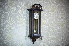 19th-Century Wall Clock in Dark Brown Wooden Case
