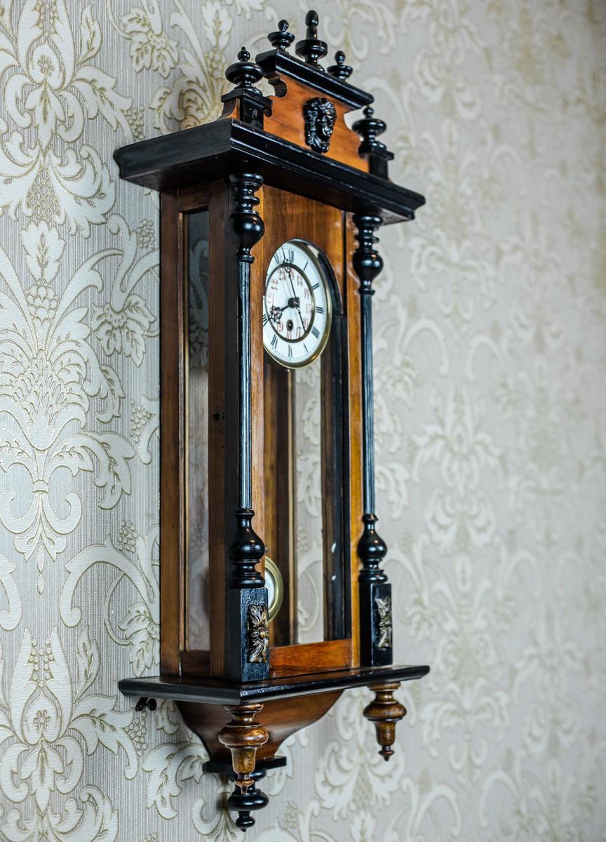European 19th Century Wall Clock with Carvings
