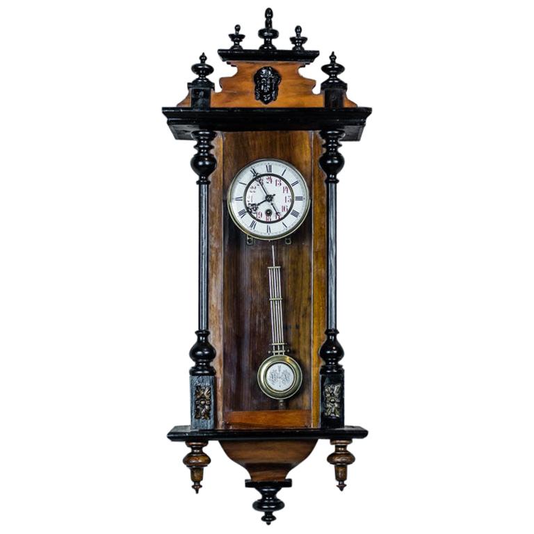 19th Century Wall Clock with Carvings