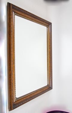19th Century Wall Mirror Oakwood with Twisted Golden Bar, Austria, circa 1890
