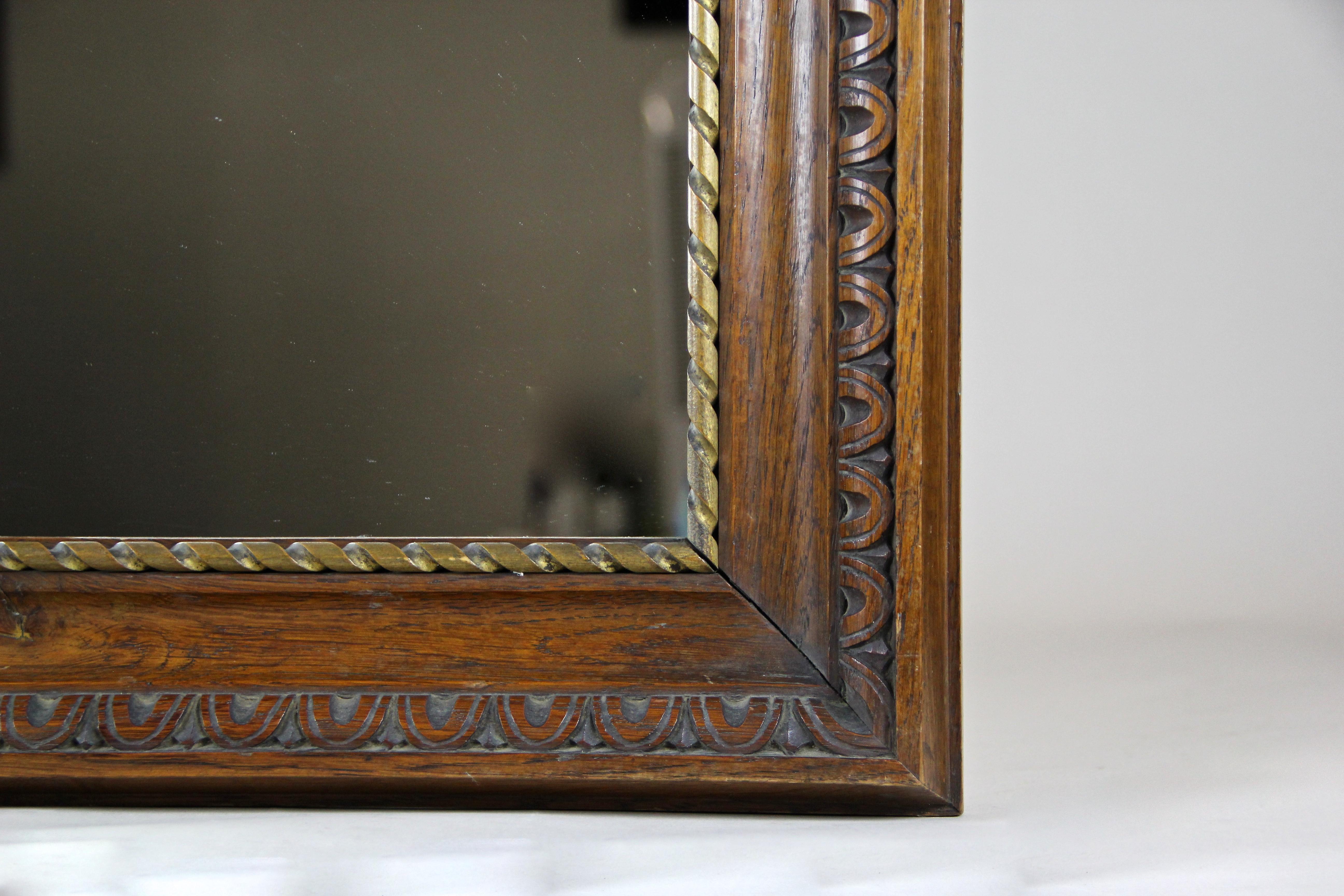 19th Century Wall Mirror Oakwood with Twisted Golden Bar, Austria, circa 1890 In Good Condition For Sale In Lichtenberg, AT