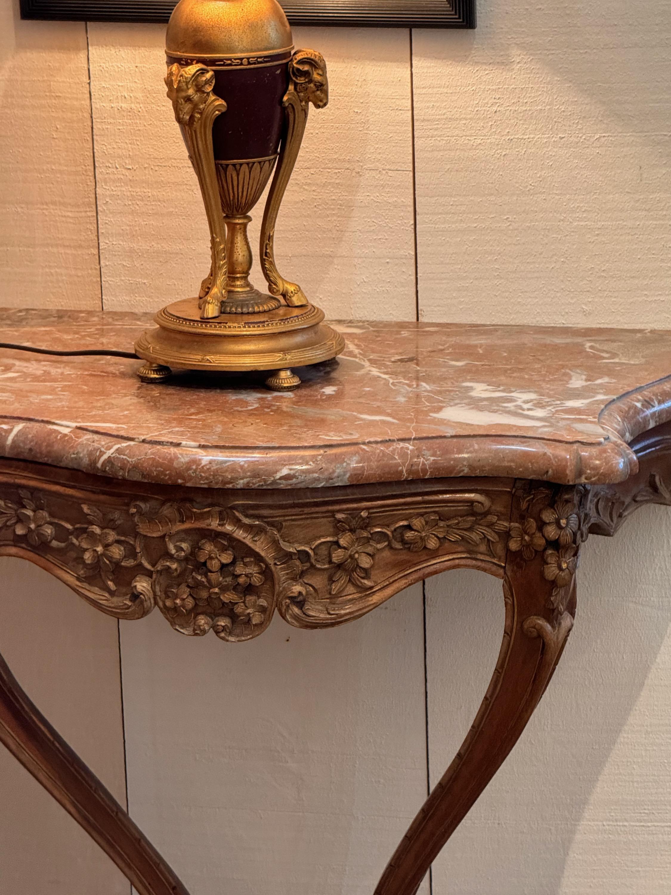 19th Century Wall Mounted Marble Top Console Table For Sale 7