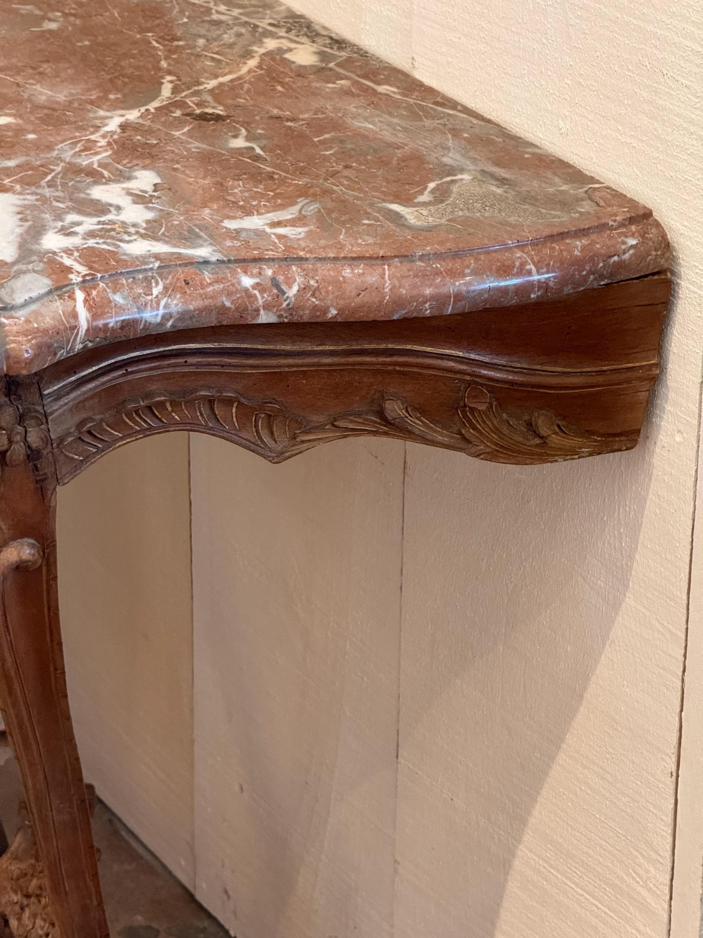 19th Century Wall Mounted Marble Top Console Table In Good Condition For Sale In Charlottesville, VA