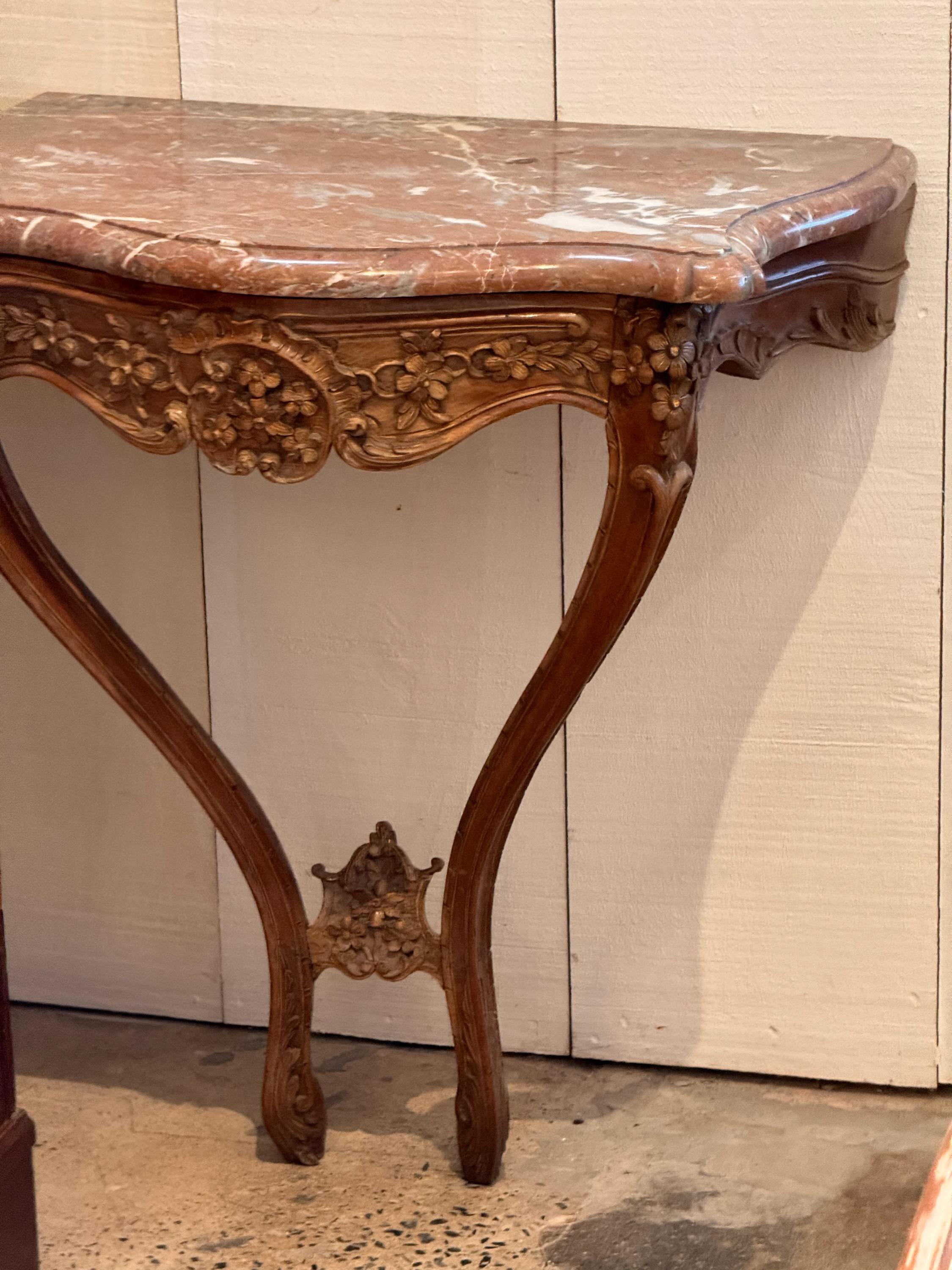 19th Century Wall Mounted Marble Top Console Table For Sale 4