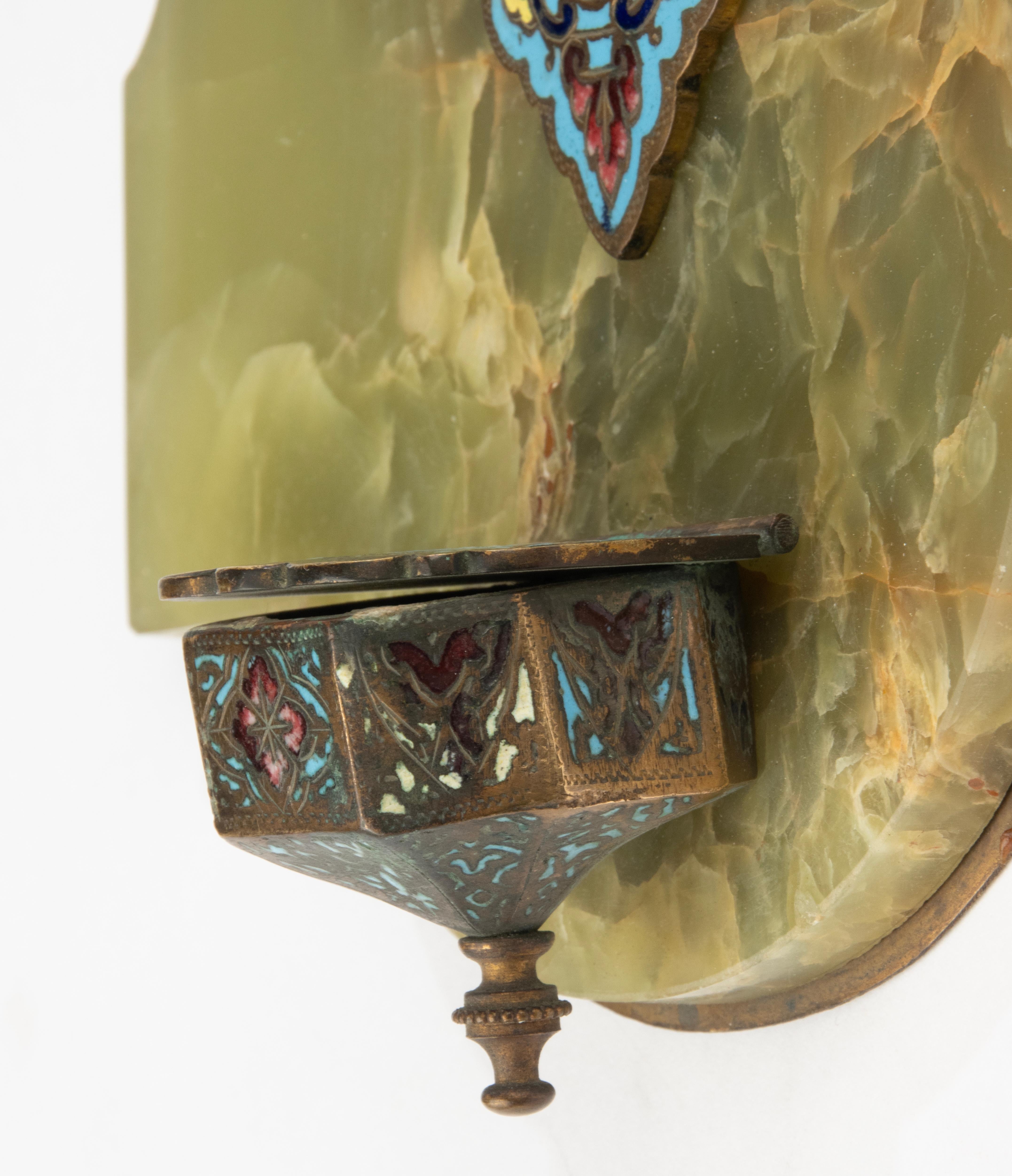19th Century Wall Plate - Onyx Porcelain and Bronze Cloisonné - Holy Mary For Sale 8