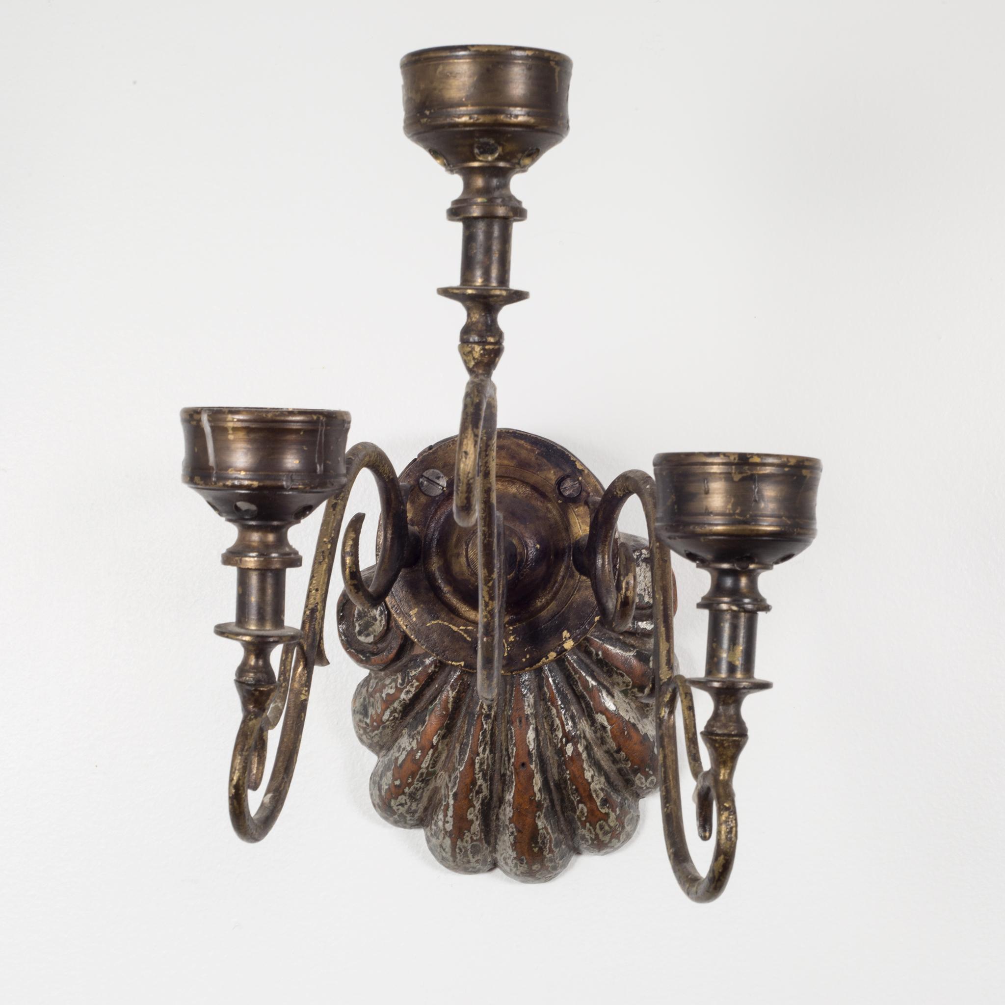 Hand-Painted 19th Century Wall Sconce Candleholders, circa 1800s