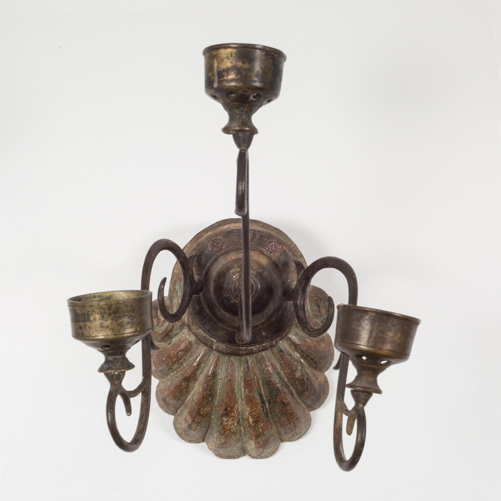 Wood 19th Century Wall Sconce Candleholders, circa 1800s