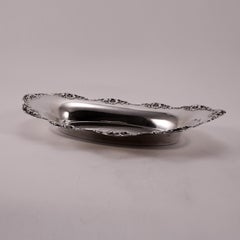 19th Century Wallace Sons Sterling Silver Oval Bowl Decorated with Flowers