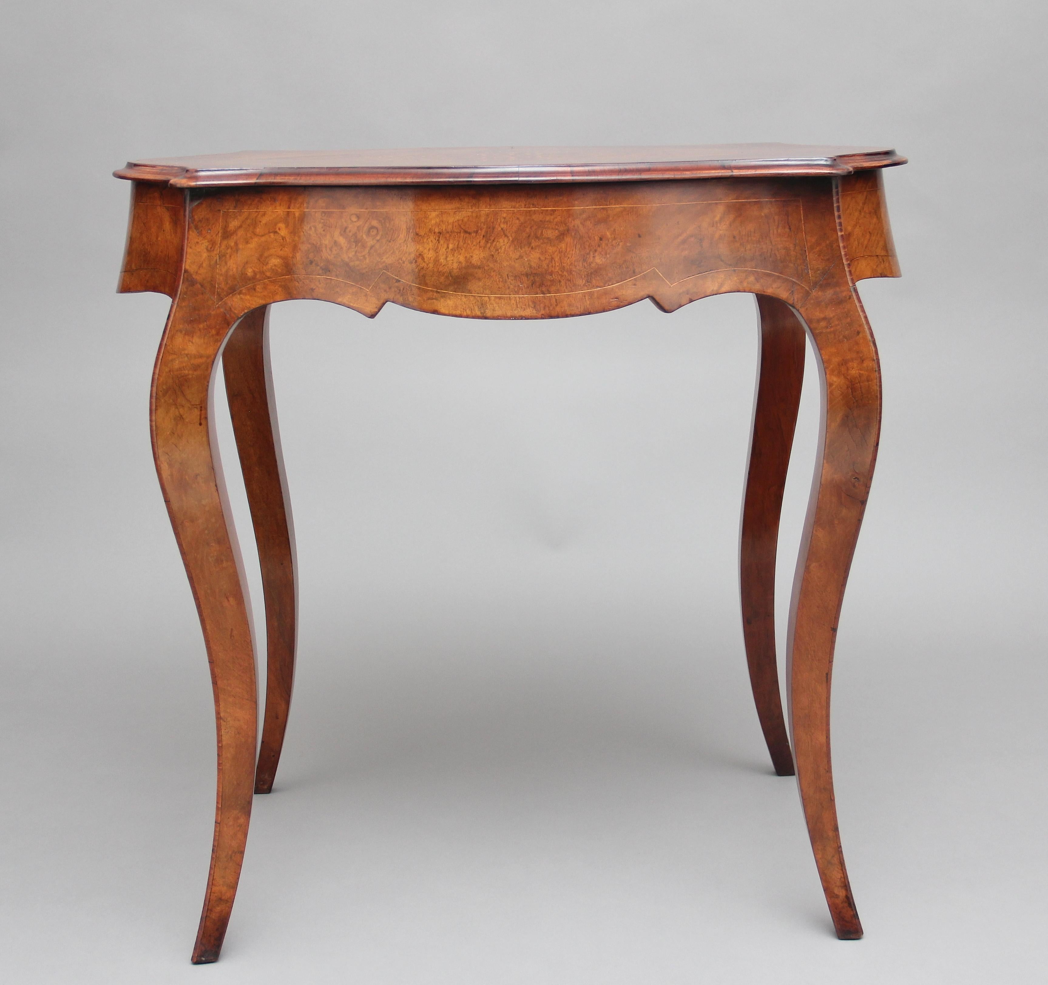 19th Century Walnut and Boxwood Line Centre Table 4