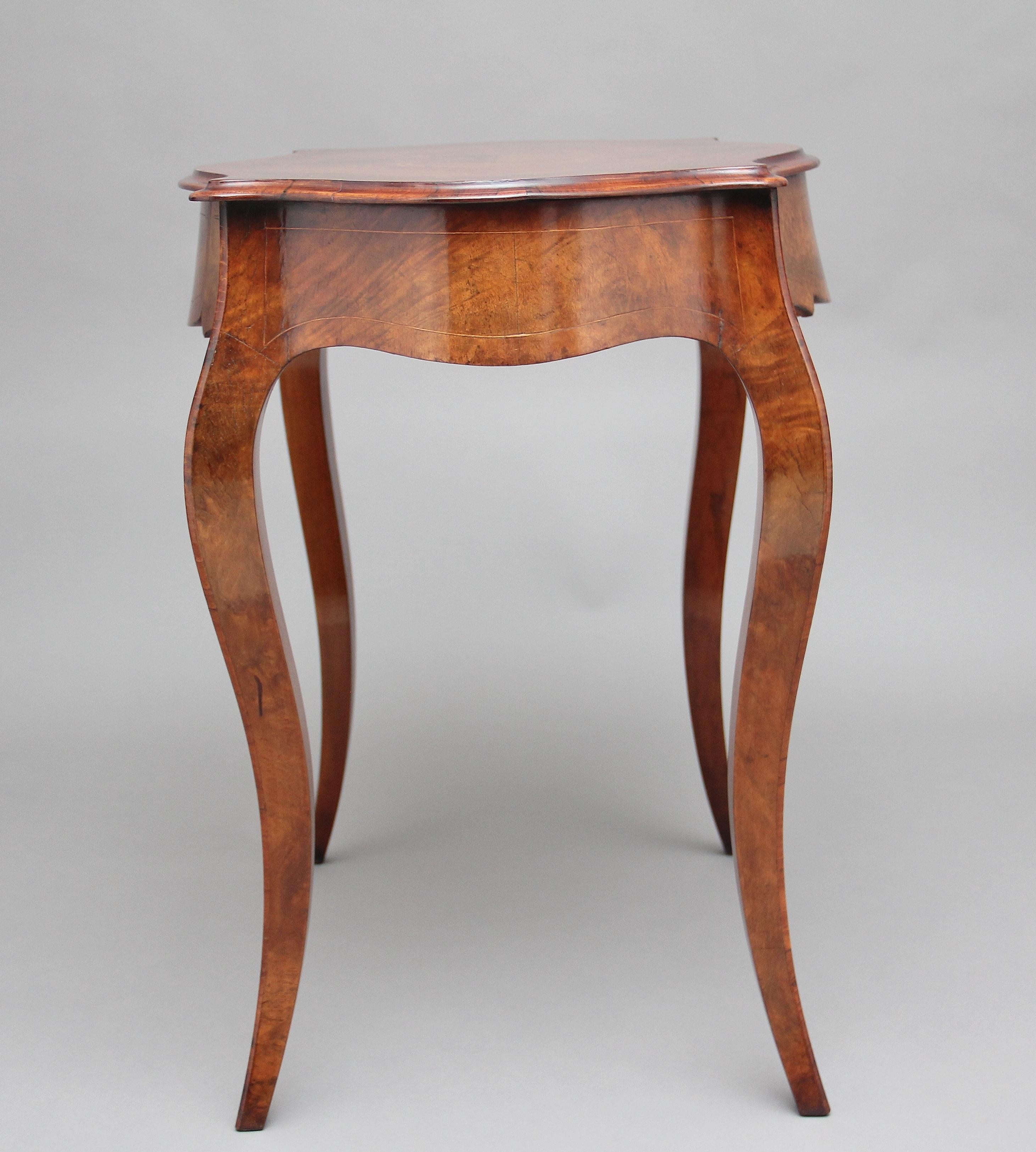 19th Century Walnut and Boxwood Line Centre Table 5