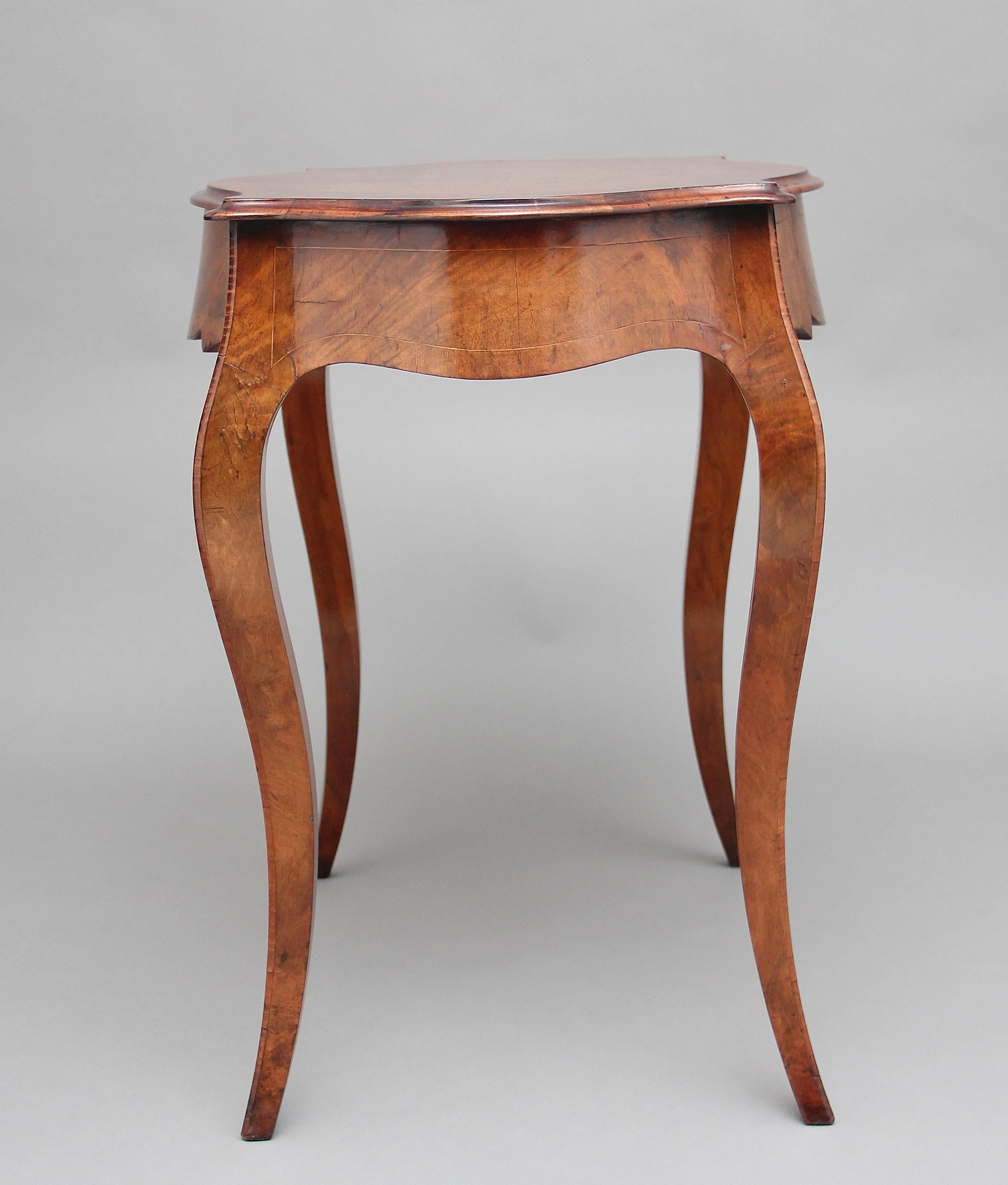 19th Century Walnut and Boxwood Line Centre Table 3