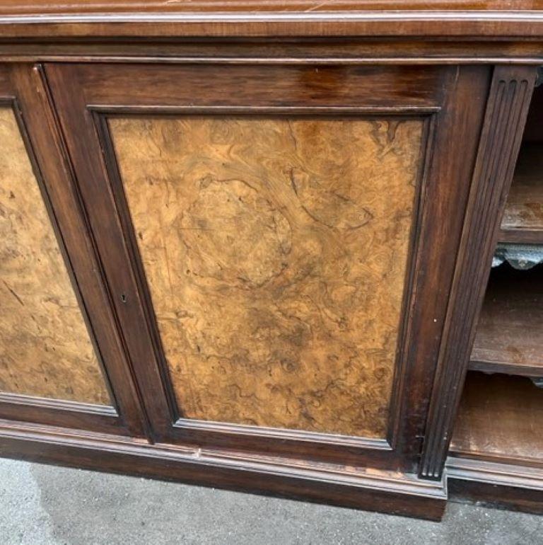 19th Century Walnut and Burr Walnut Breakfront Bookcase, Stamped Holland & Sons 1