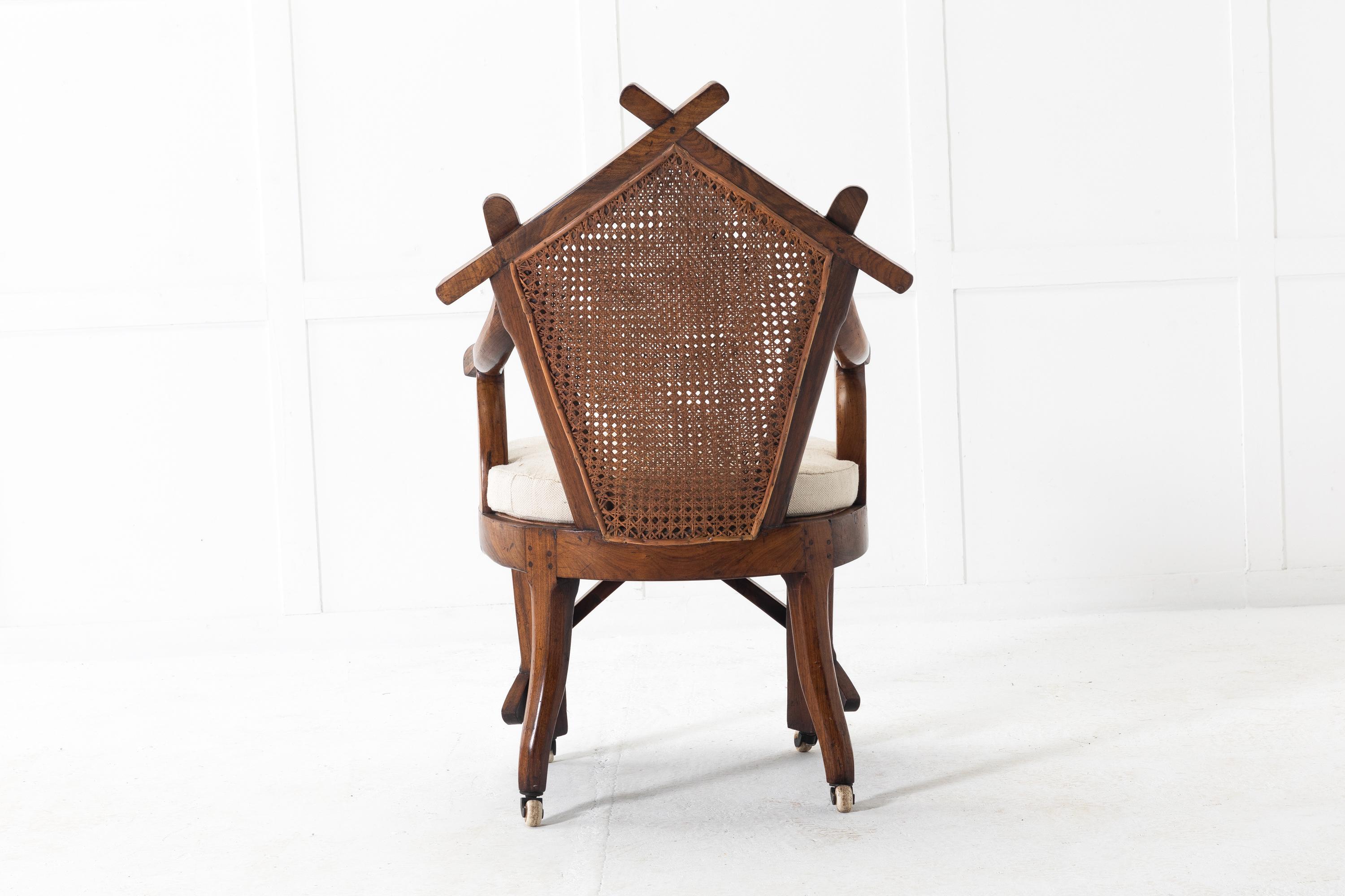 19th Century Walnut and Cane Chair 4
