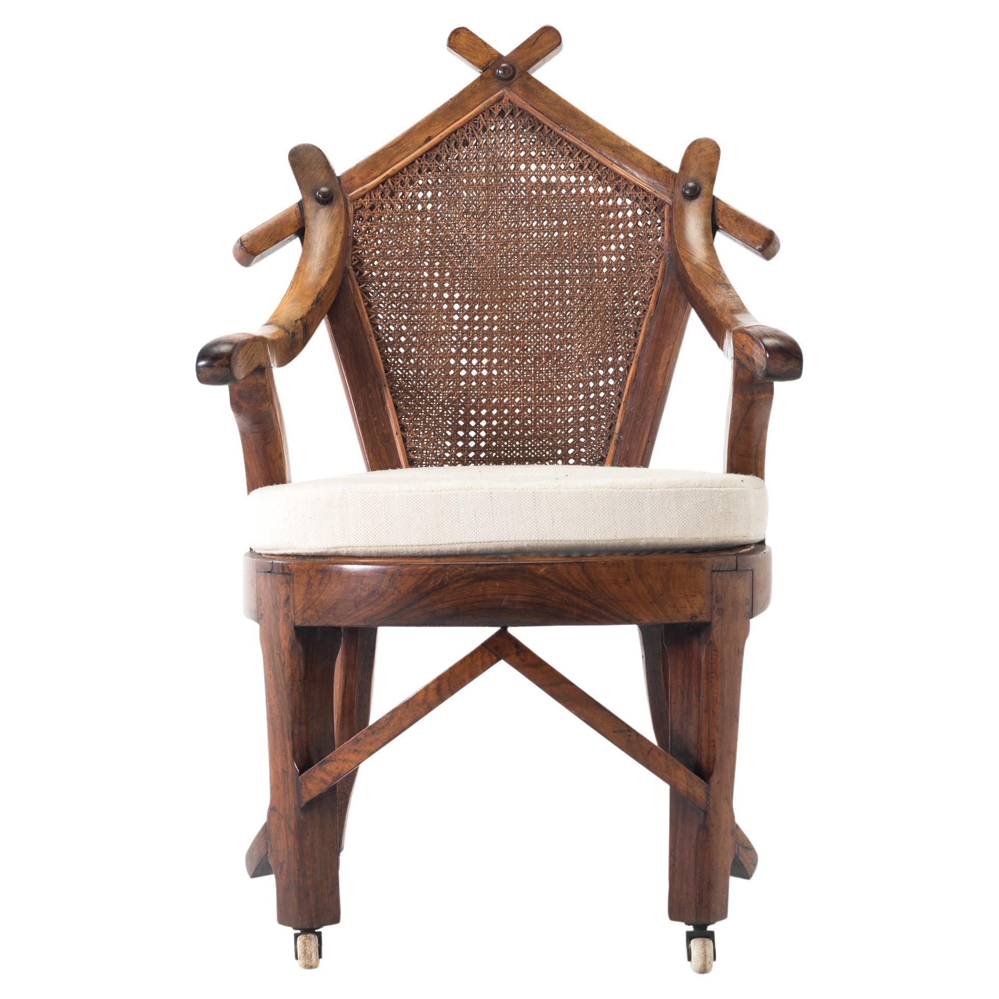 19th Century Walnut and Cane Chair