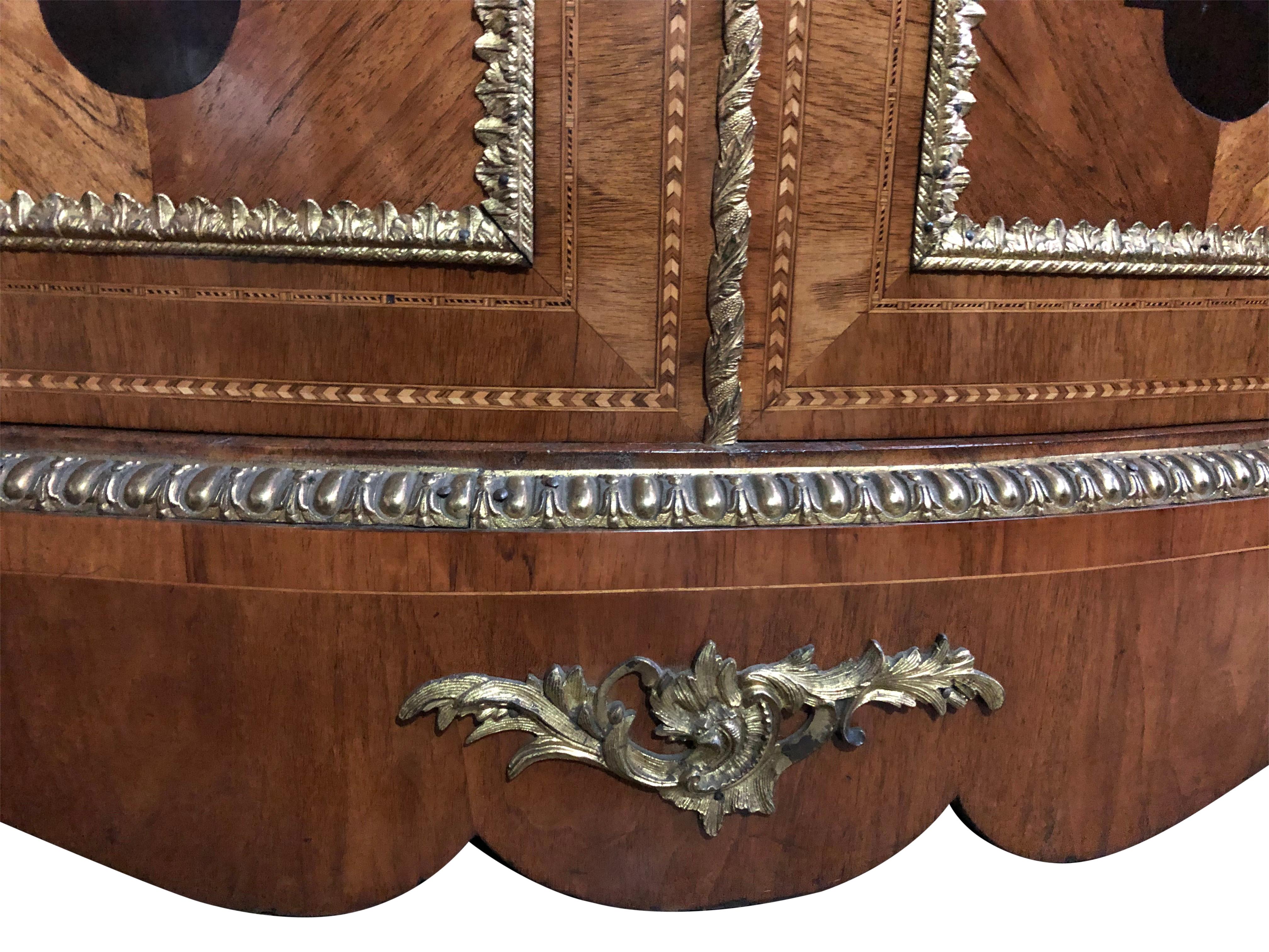 19th Century Walnut and Floral Marquetry Credenza For Sale 6