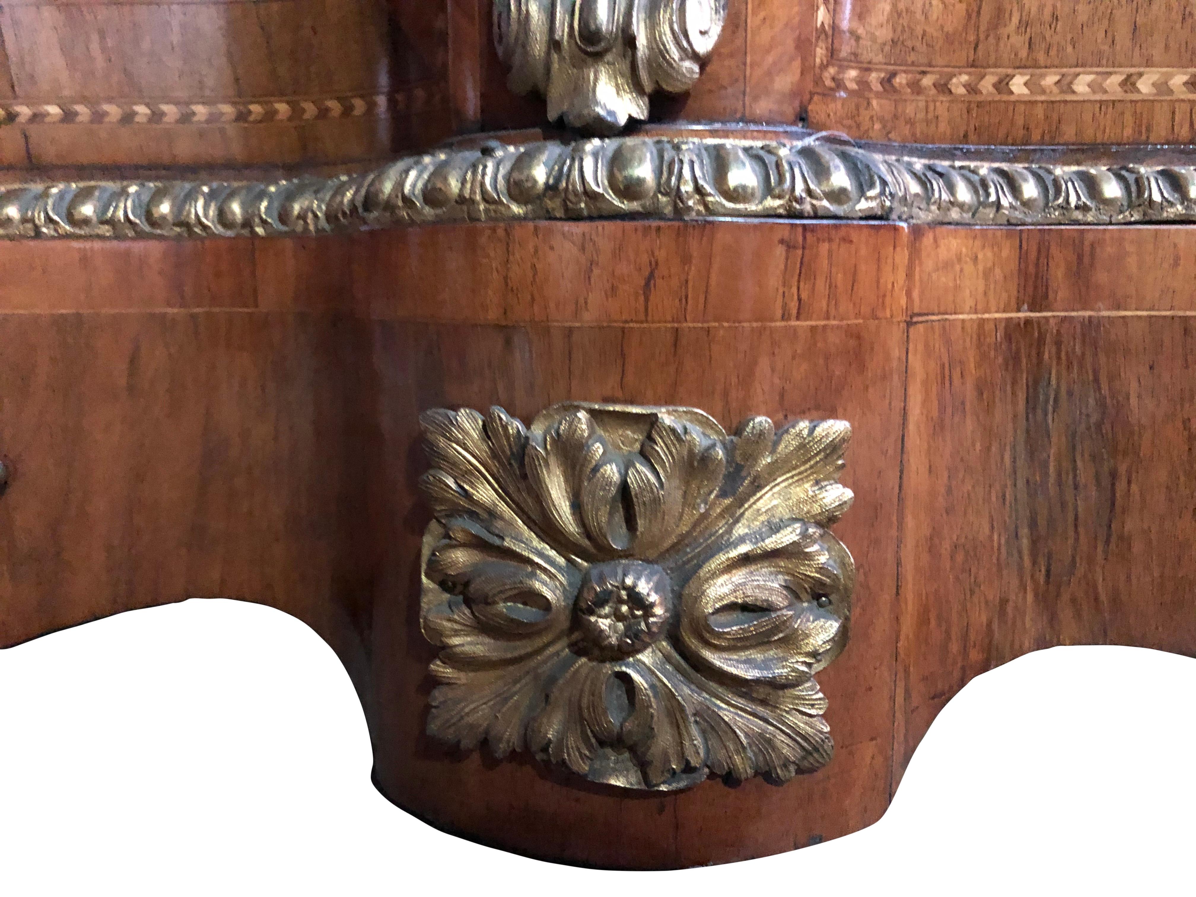 19th Century Walnut and Floral Marquetry Credenza For Sale 7