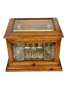19th Century Walnut and Glazed Liquor Cabinet or Tantalus