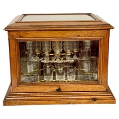 Antique 19th Century Walnut and Glazed Liquor Cabinet or Tantalus