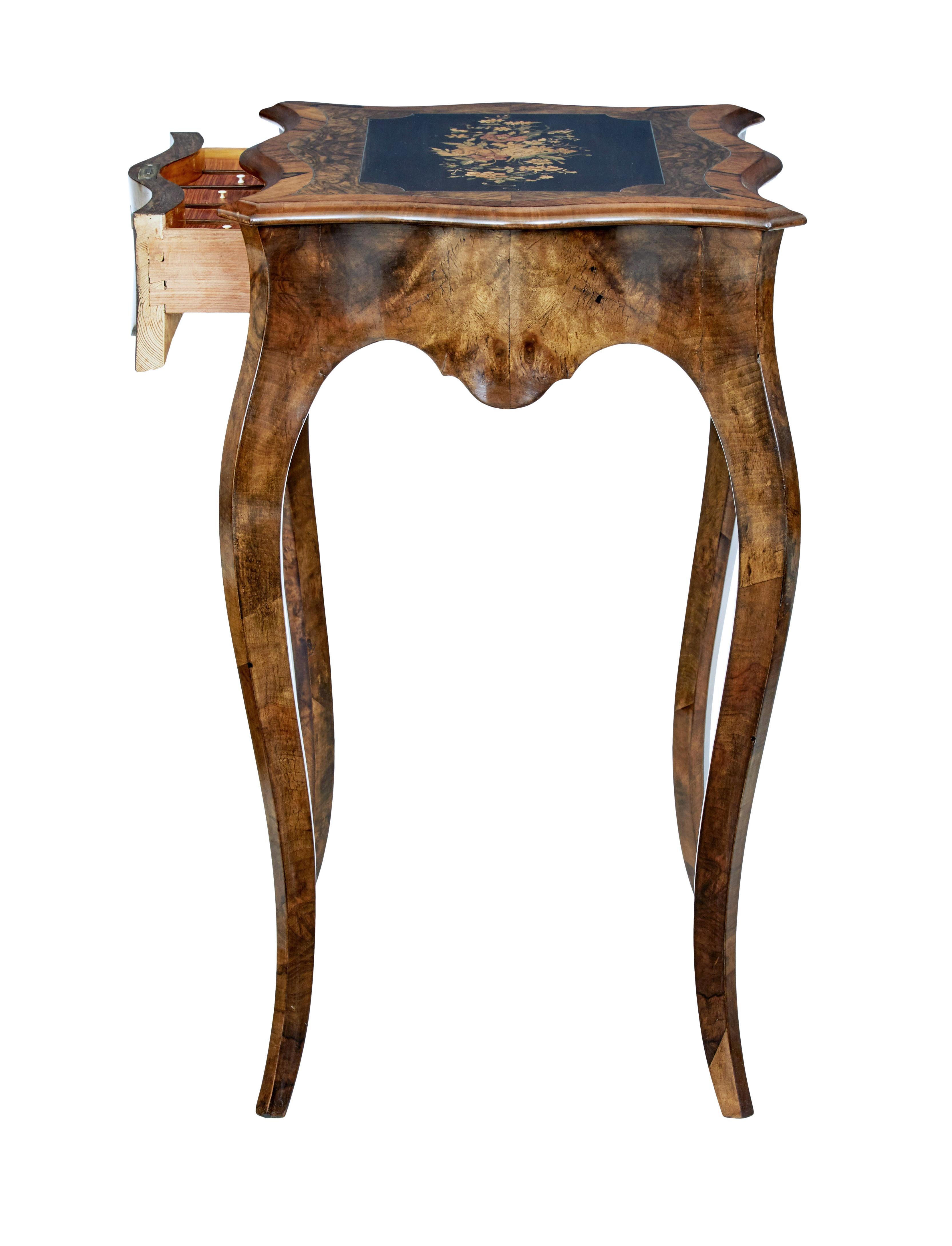 Inlay 19th Century Walnut and Inlaid Work Table