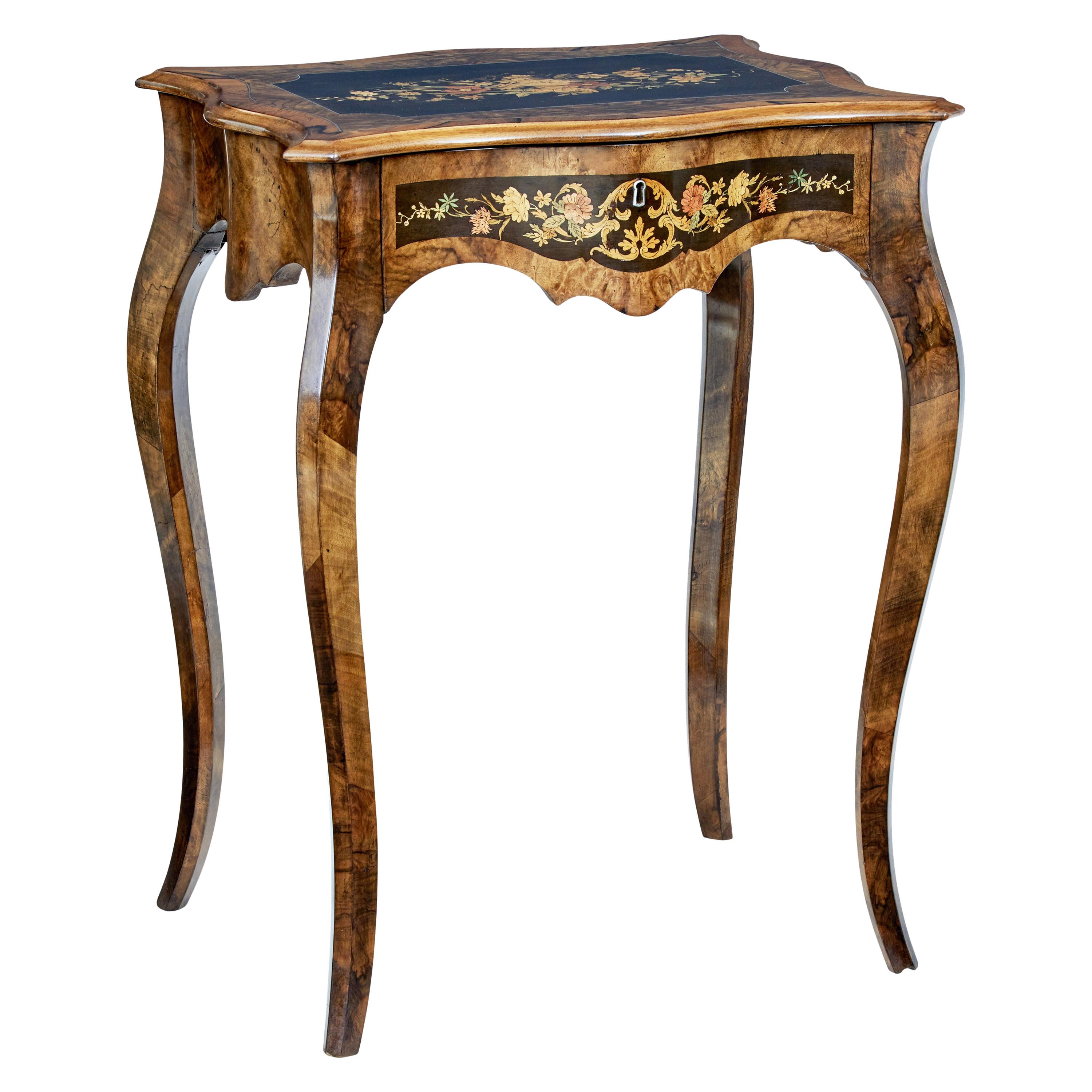 19th Century Burr Walnut Ebonized Work Table, Signed Tahan, Paris at