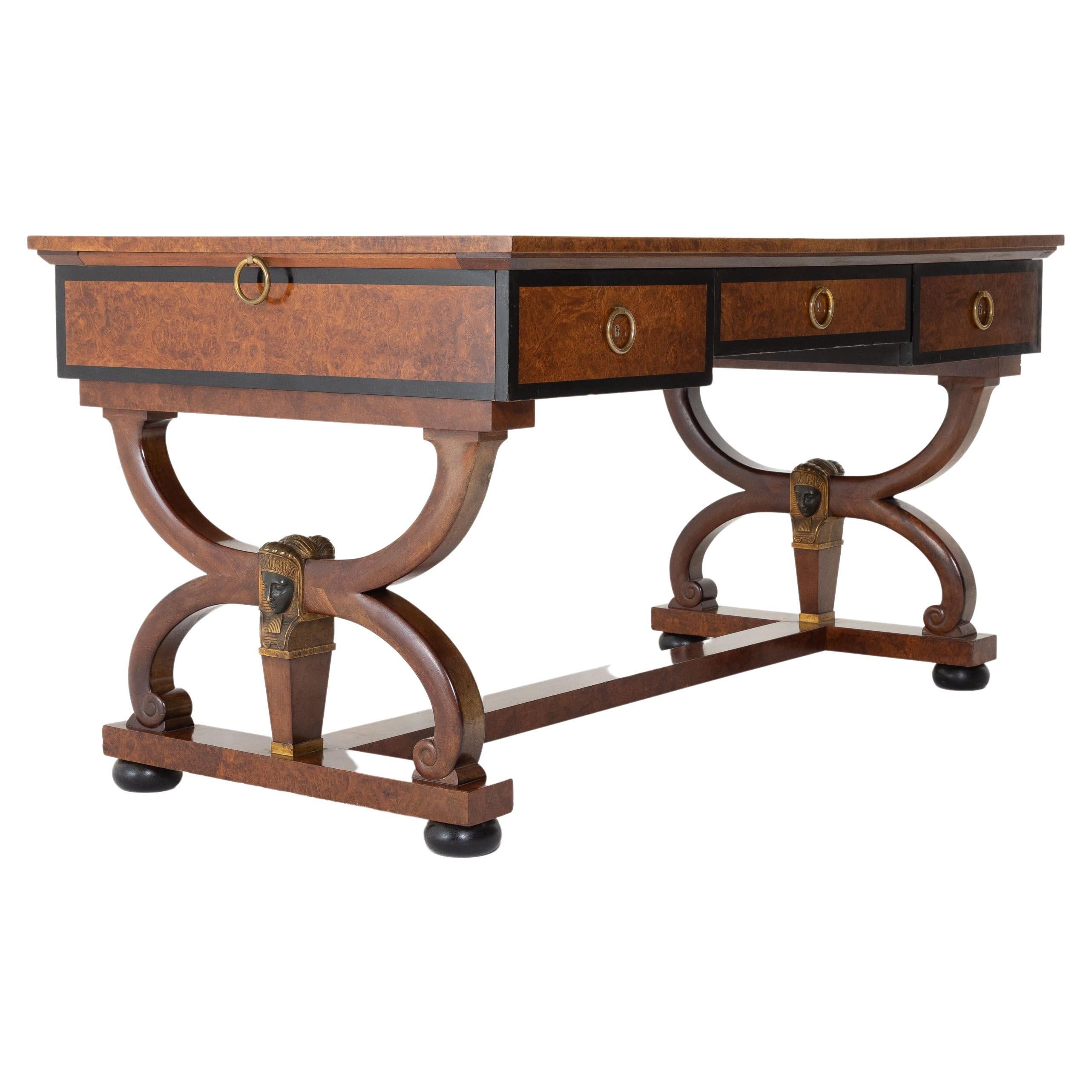 19th Century Walnut and Mahogany Bureau Plat by Mercier Frères