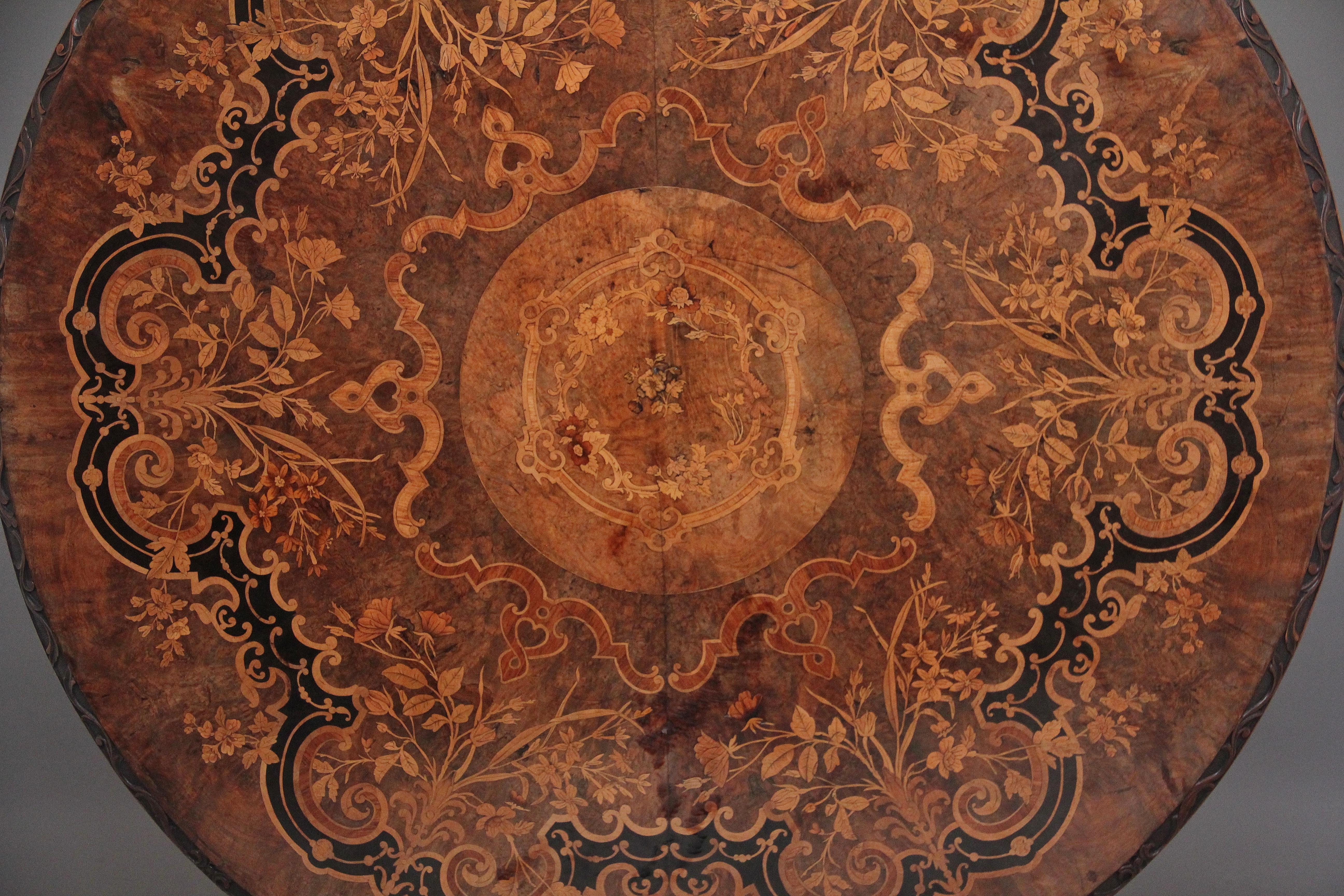 Victorian 19th Century Walnut and Marquetry Centre Table For Sale
