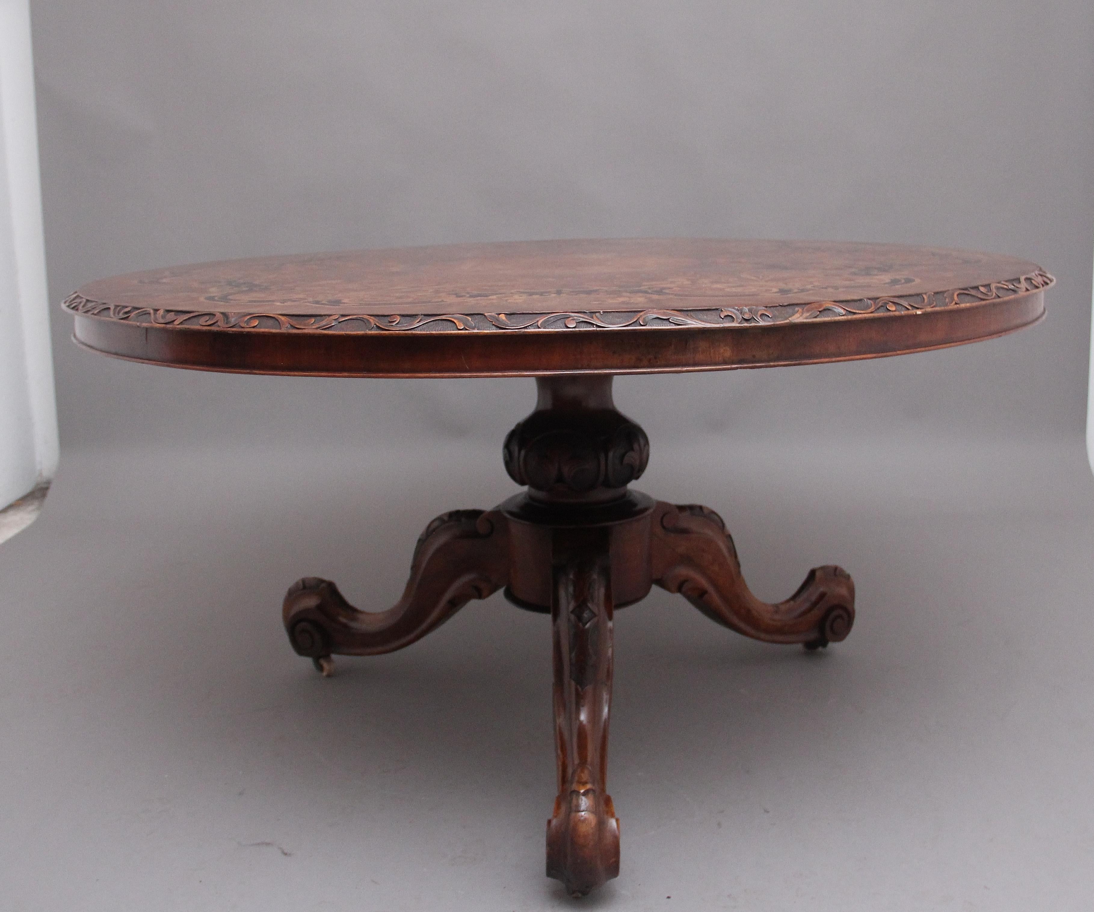19th Century Walnut and Marquetry Centre Table For Sale 2