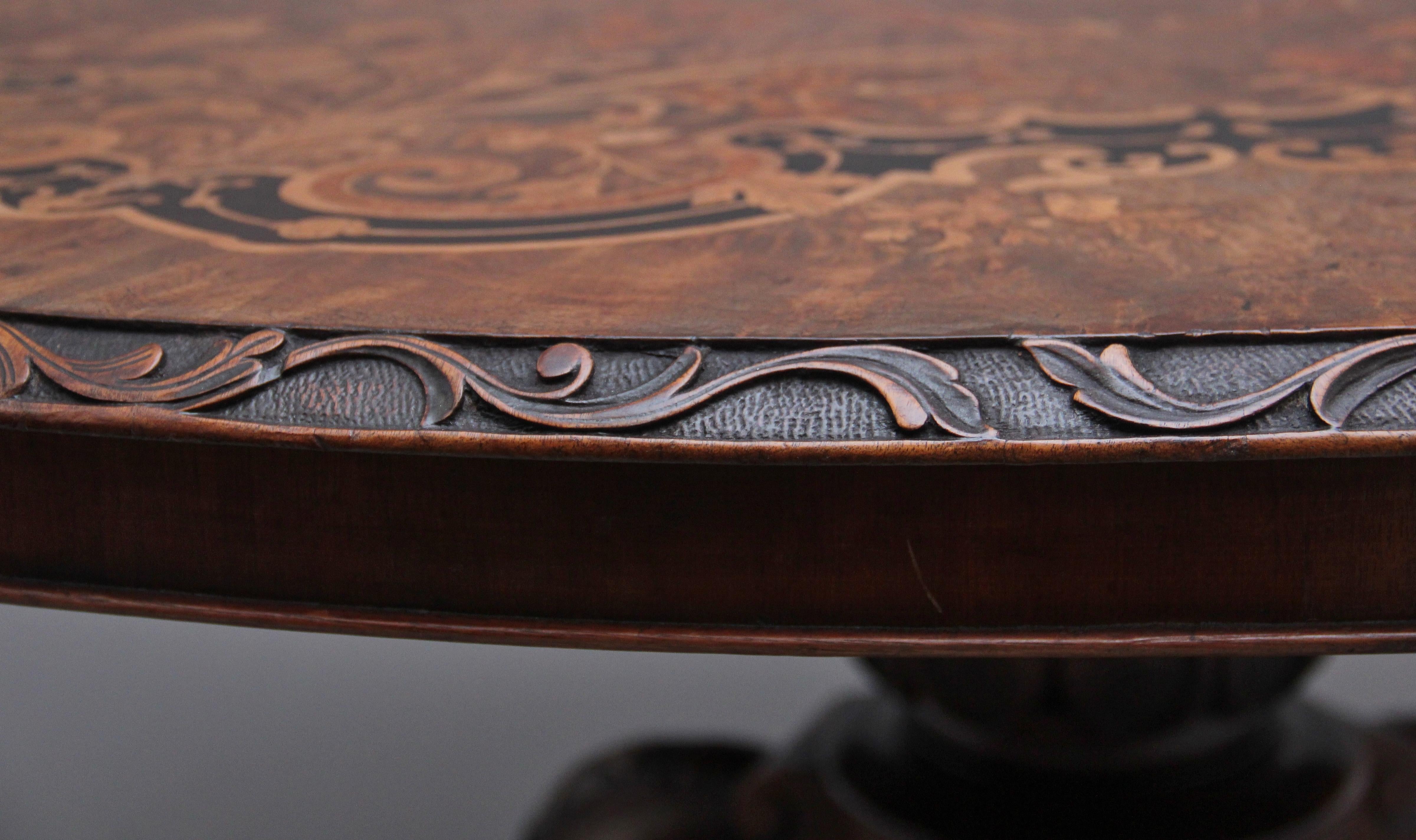 19th Century Walnut and Marquetry Centre Table For Sale 3