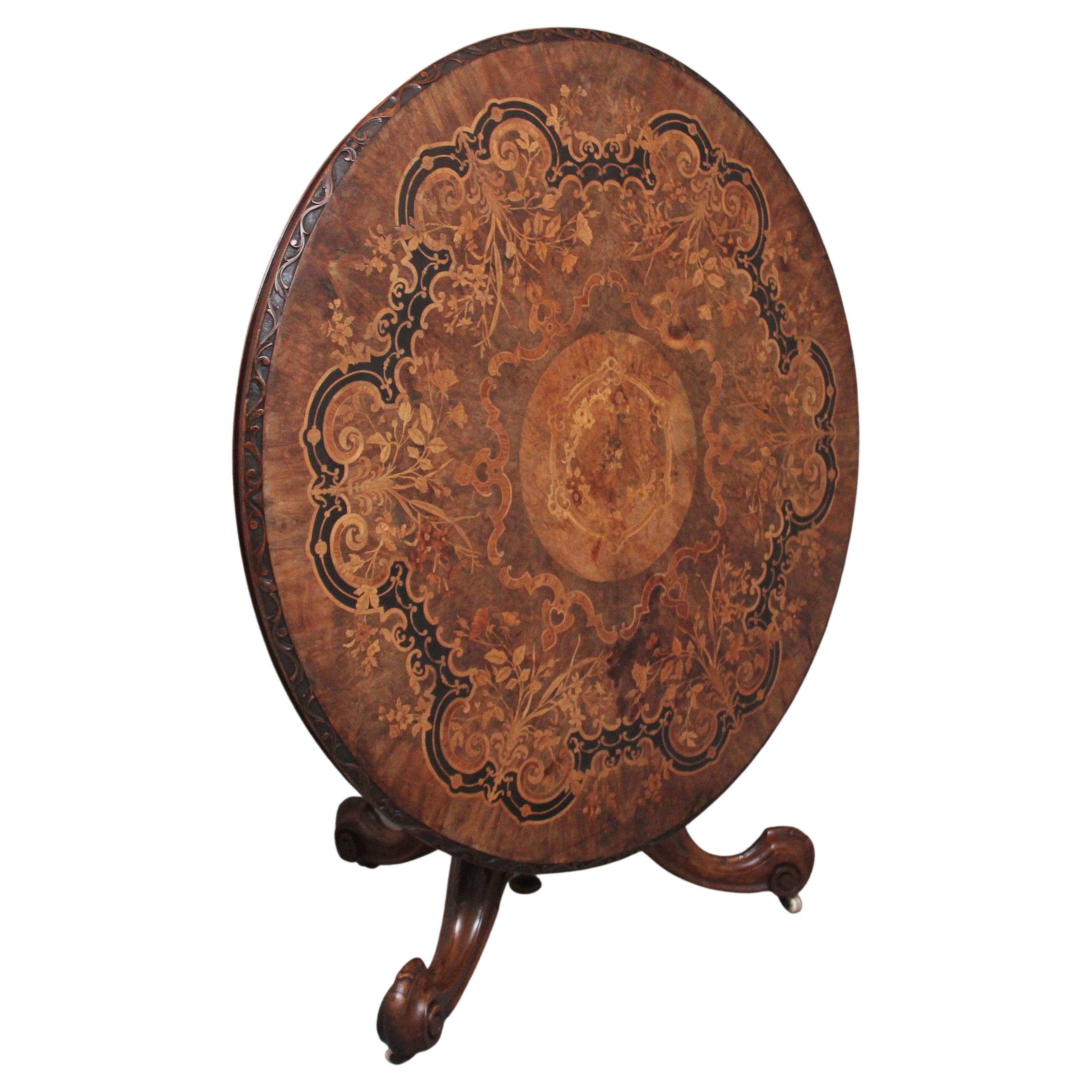 19th Century Walnut and Marquetry Centre Table