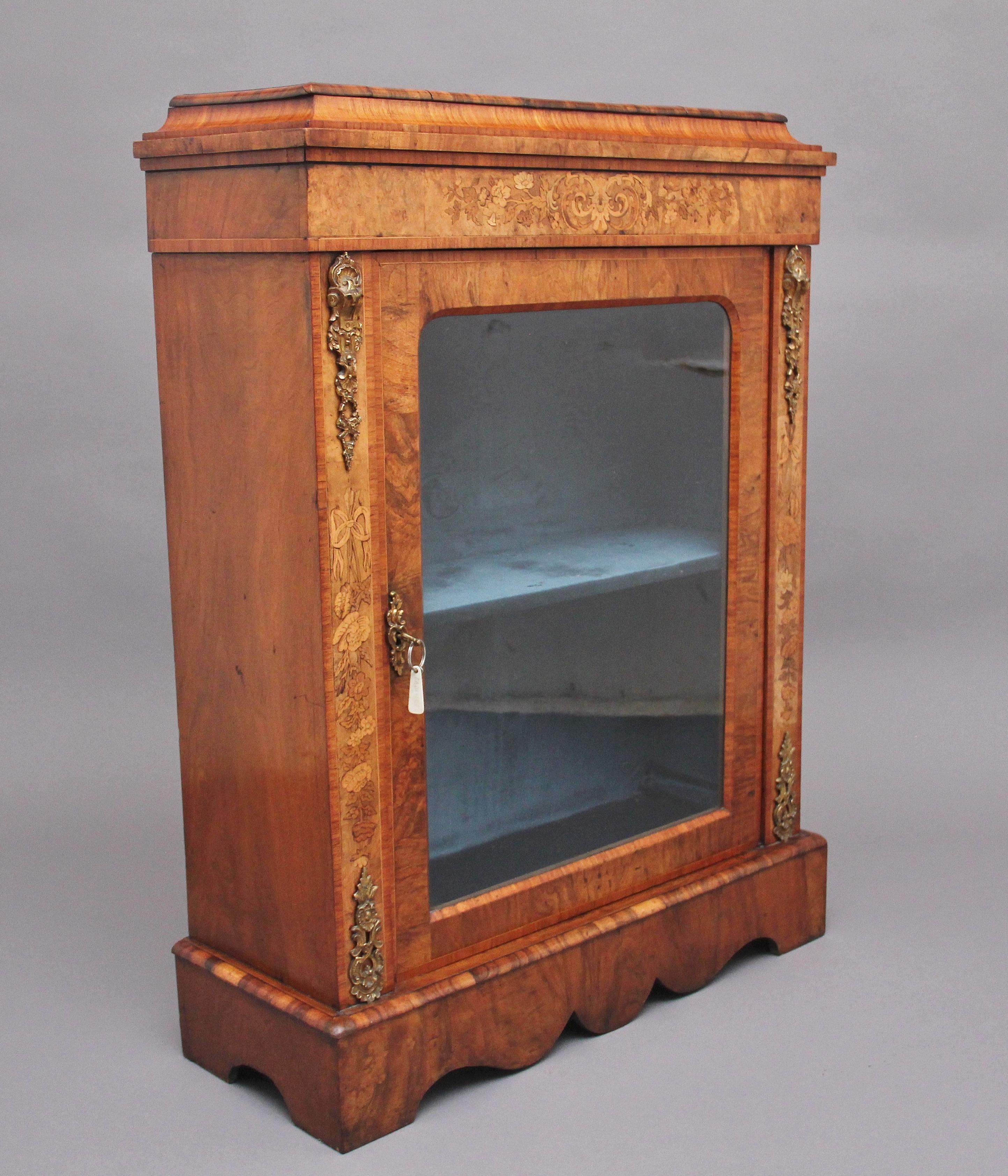 Early Victorian 19th Century Walnut and Marquetry Pier Cabinet