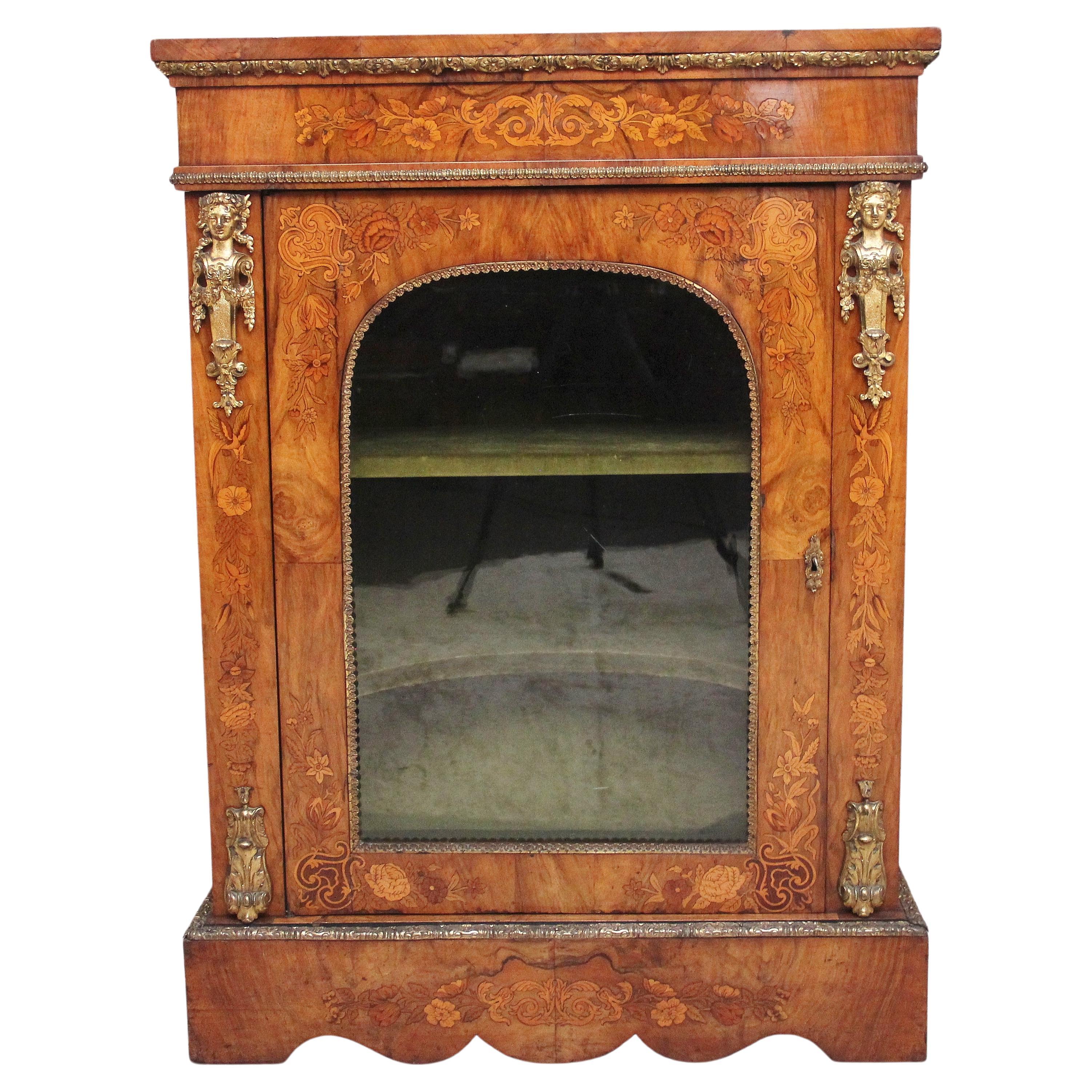 19th Century Walnut and Marquetry Pier Cabinet For Sale