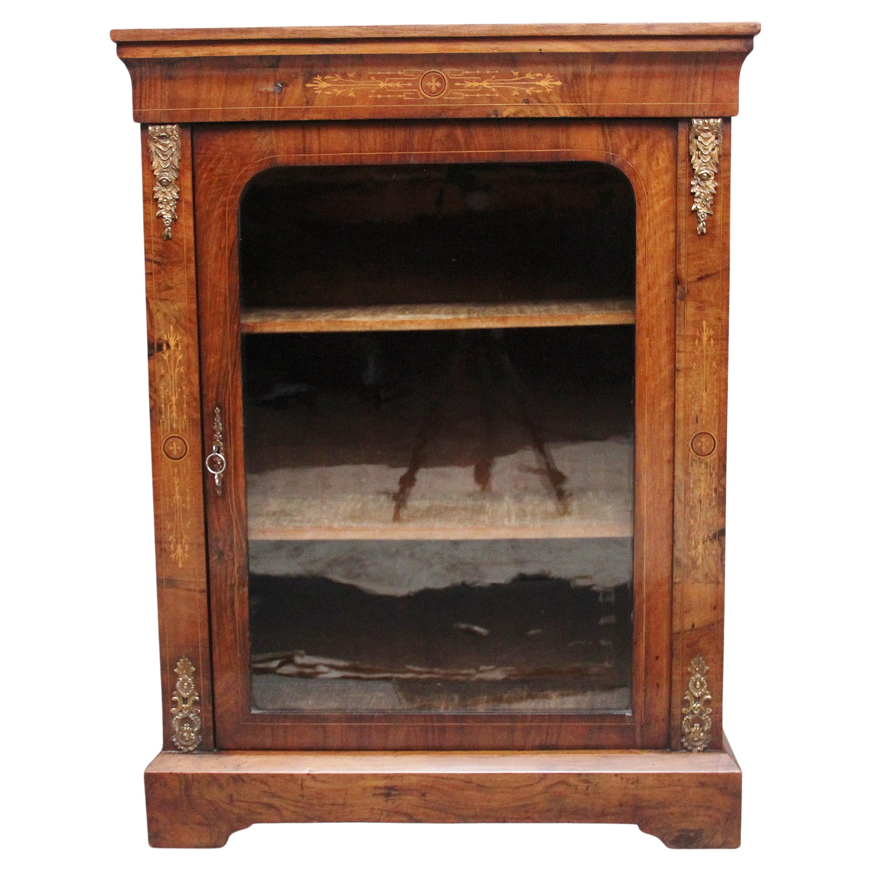 19th Century walnut and marquetry pier cabinet For Sale