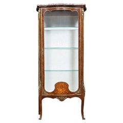 19th Century walnut and Marquetry Serpentine Vitrine