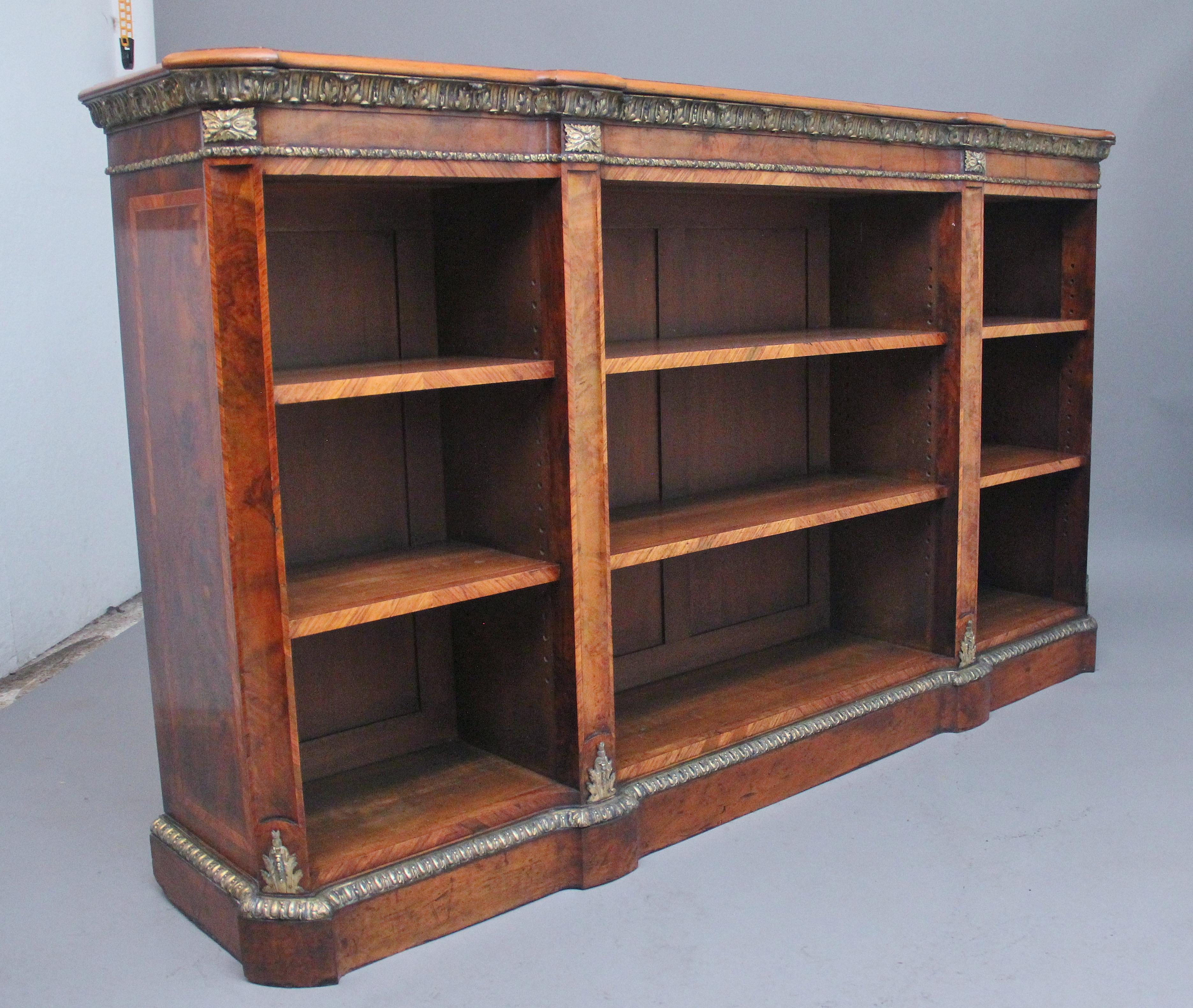 19th Century walnut and ormolu open bookcase by Johnstone and Jeanes For Sale 2