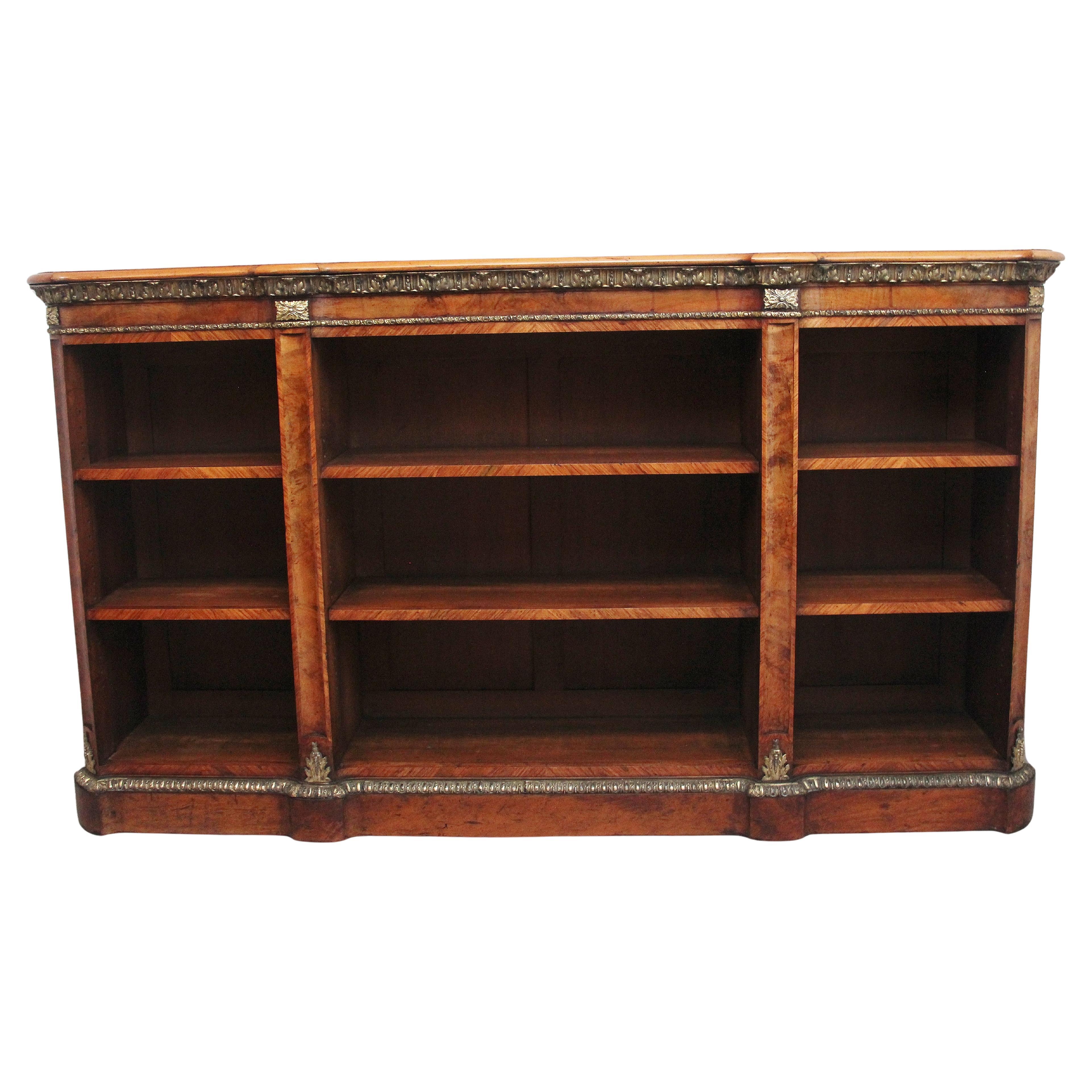 19th Century walnut and ormolu open bookcase by Johnstone and Jeanes For Sale