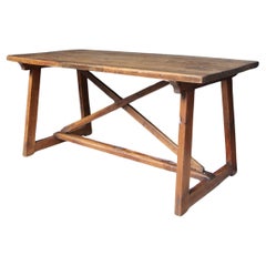 19th Century Walnut and Pine Spanish Trestle Table