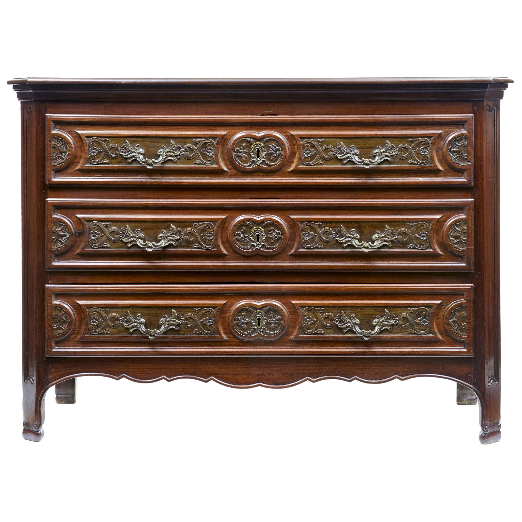 19th Century Walnut and Rosewood French Provincial Commode