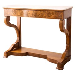 Used 19th century walnut and white marble console table