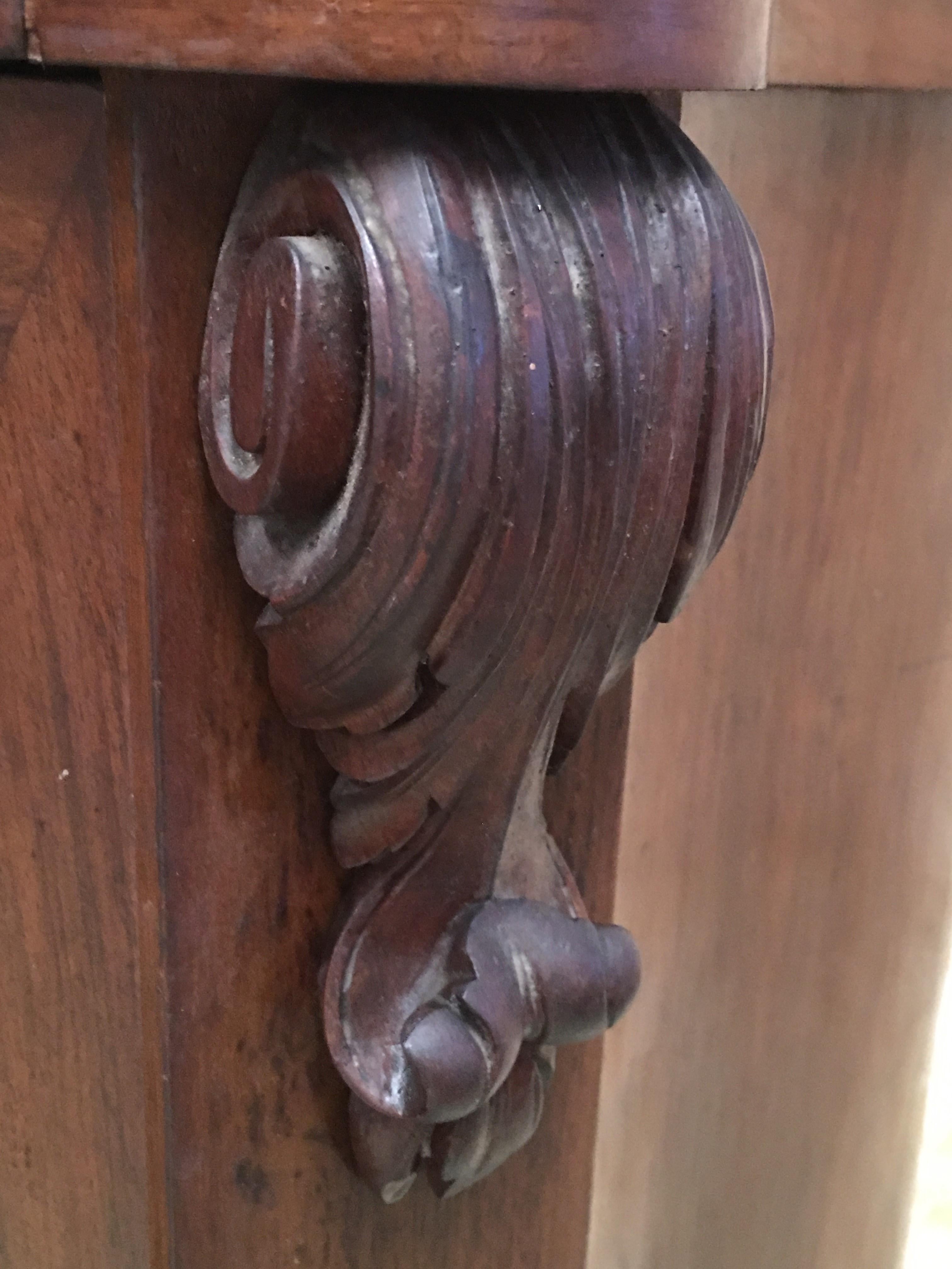 19th Century Walnut and White Marble Linen Press with One Door 3